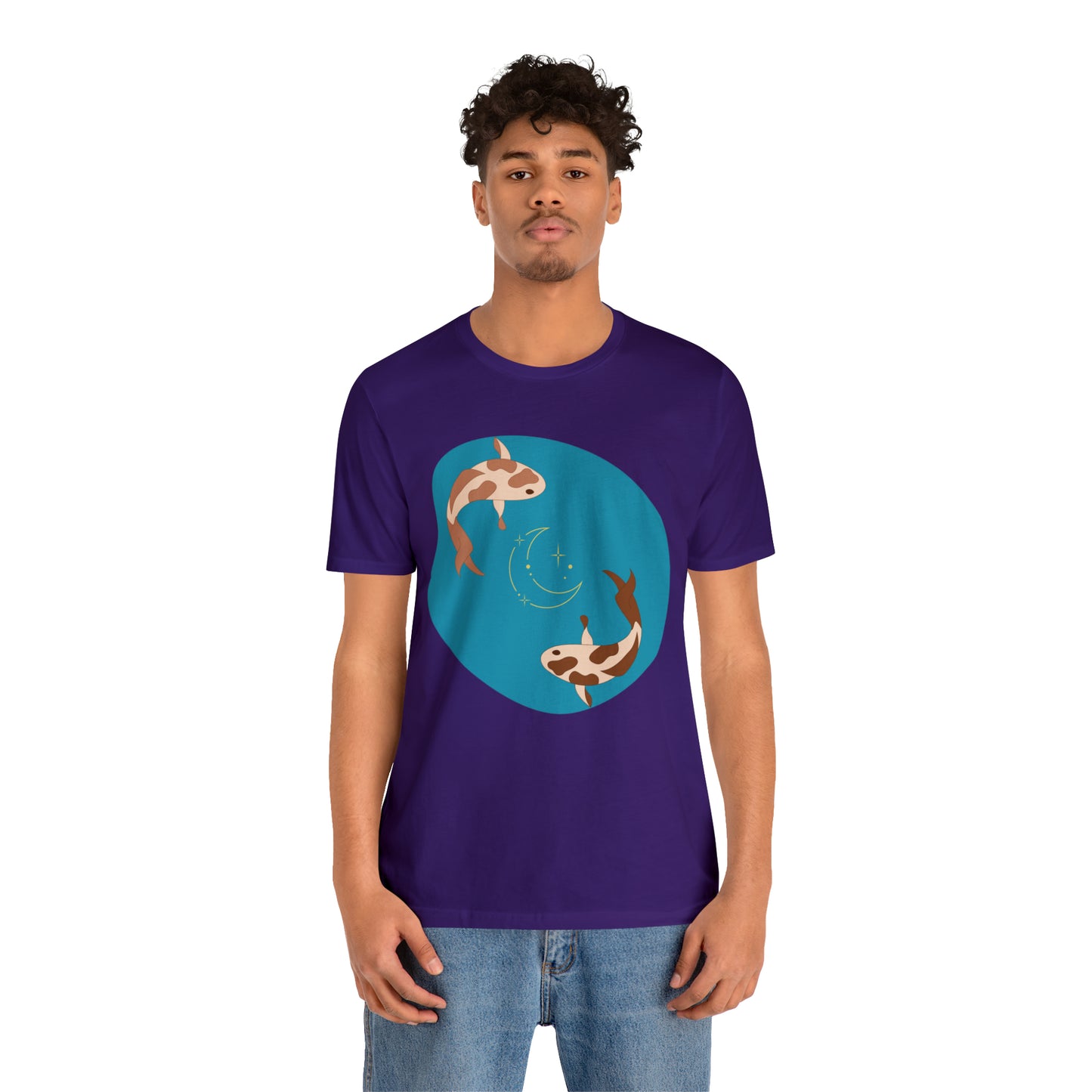 Blue Pond Moon Koi, Unisex Jersey Short Sleeve Tee