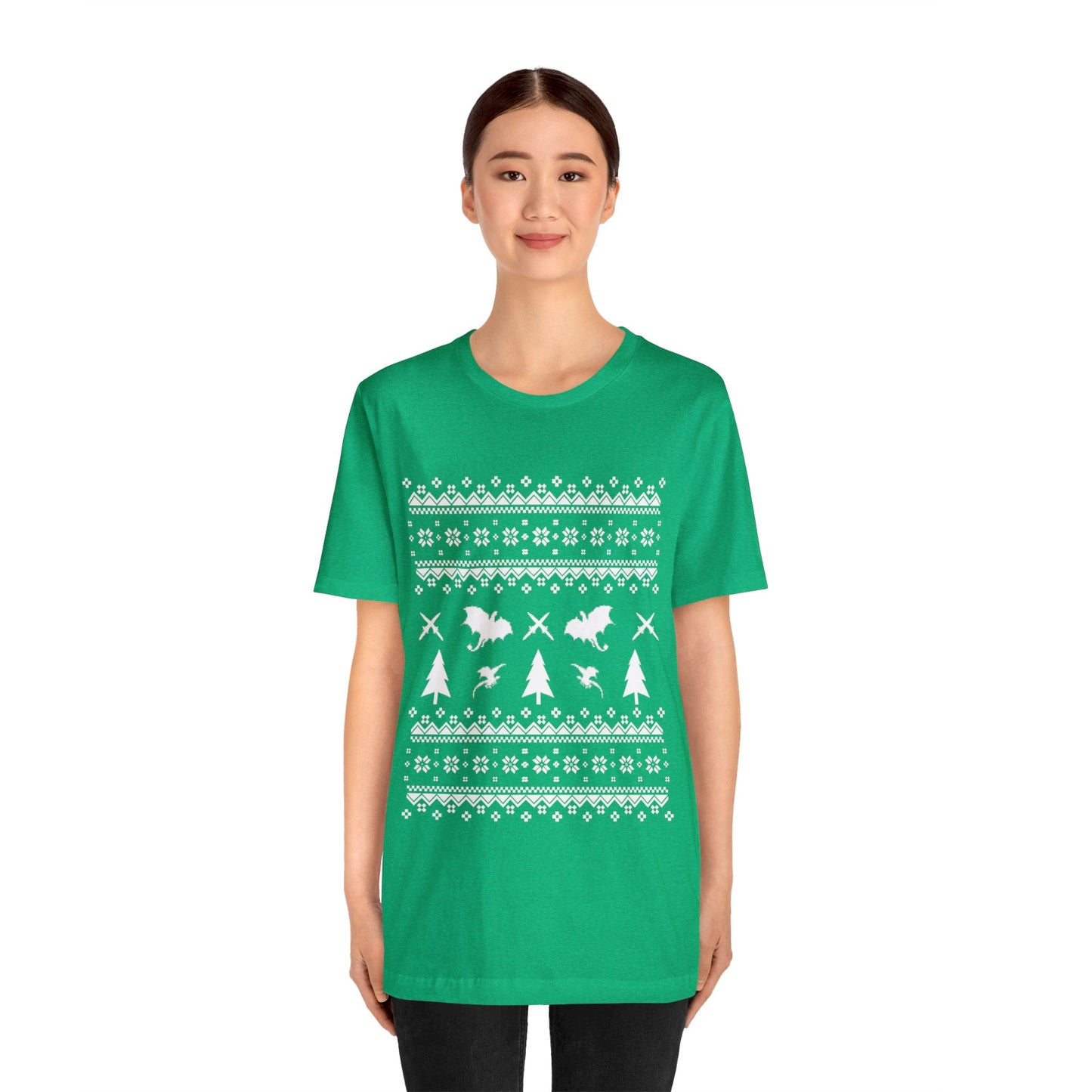 8-bit Fair Isle Dragon Christmas - Version 1 - Unisex T-shirt