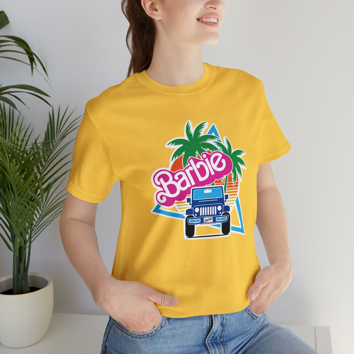 Blue jeep, Beep Beep Barbie Jeep, Unisex Jersey Short Sleeve Tee