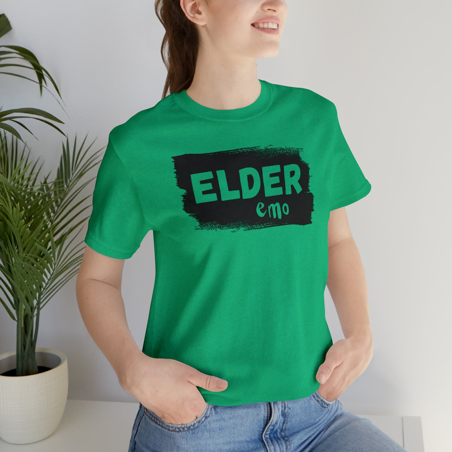 BLACK LETTER Elder Emo, Unisex Jersey Short Sleeve Tee