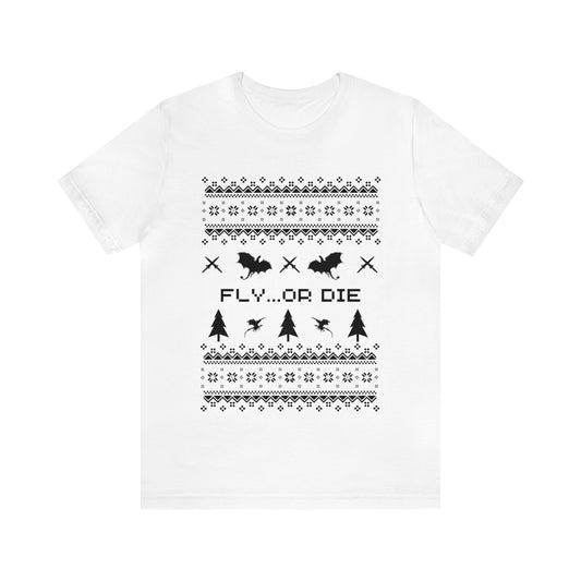 8-bit Fair Isle Dragon Christmas - Version 2 - Unisex T-shirt