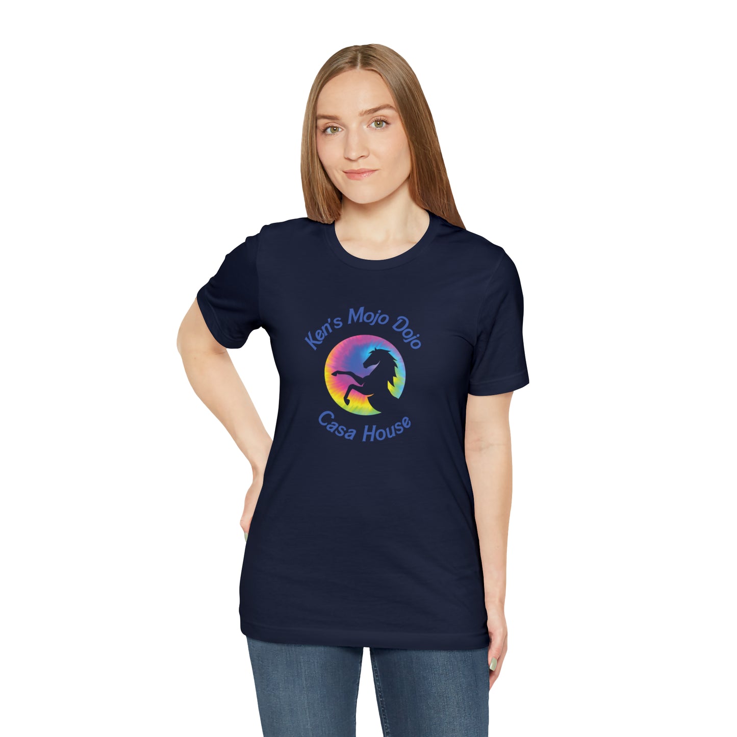Tie Dye Moon Ken Blue, Unisex Jersey Short Sleeve Tee