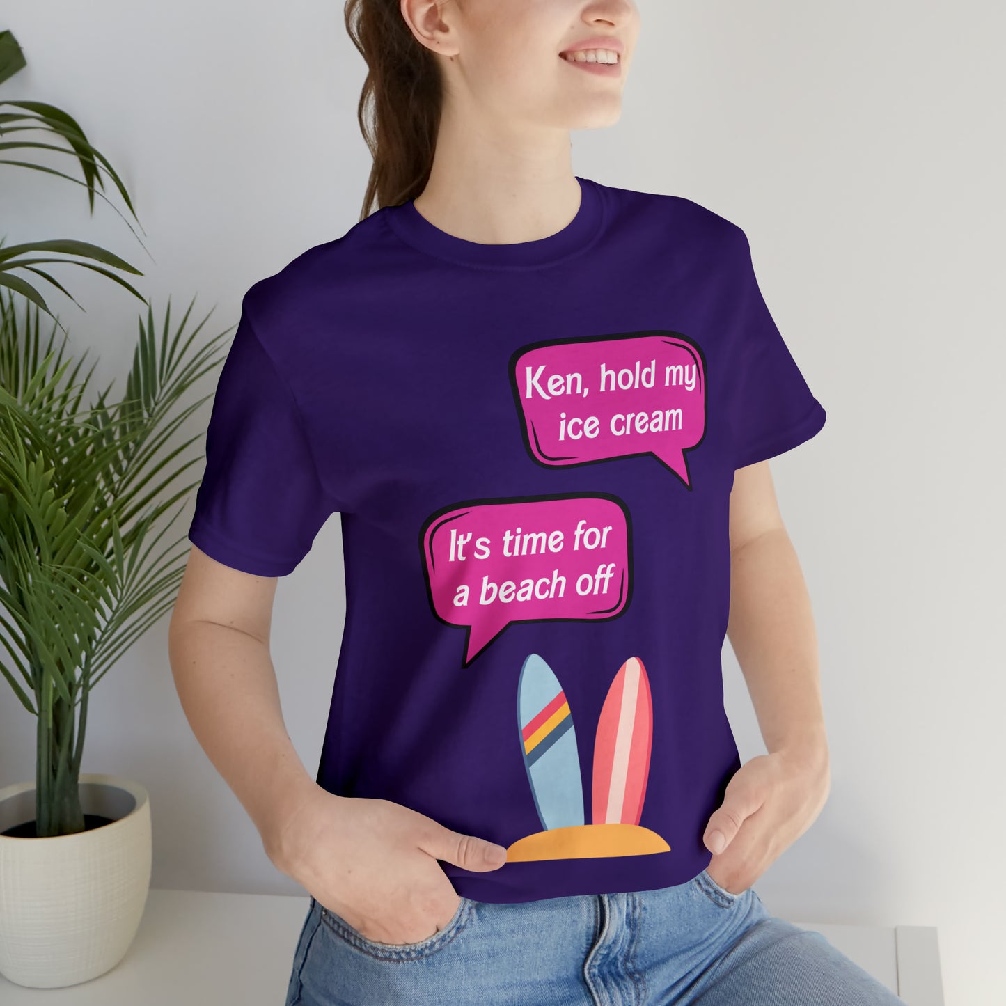 Blank back Beach off, Unisex Jersey Short Sleeve Tee