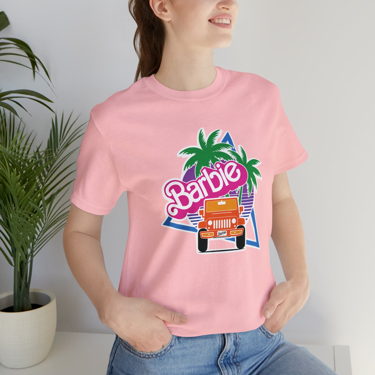 Orange, Beep Beep Barbie Jeep, Unisex Jersey Short Sleeve Tee