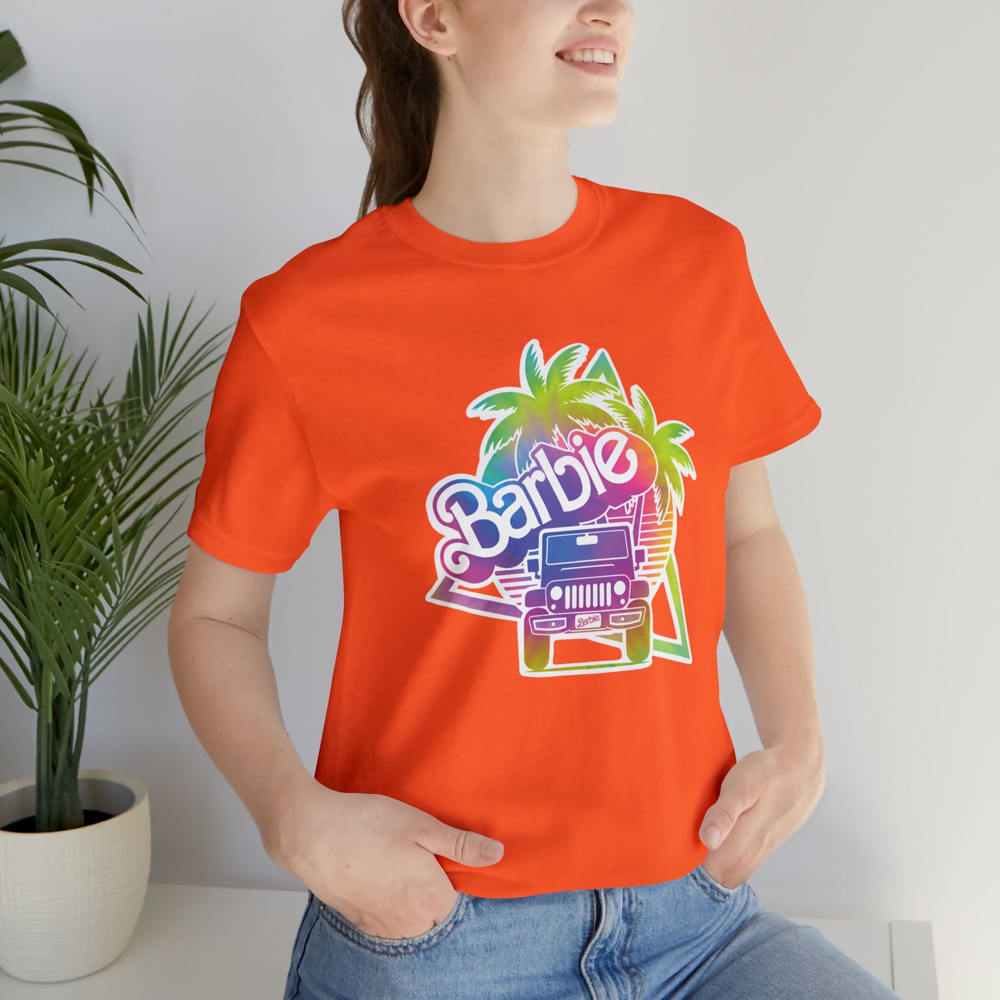 Tie dye 1, Beep Beep Barbie Jeep, Unisex Jersey Short Sleeve Tee