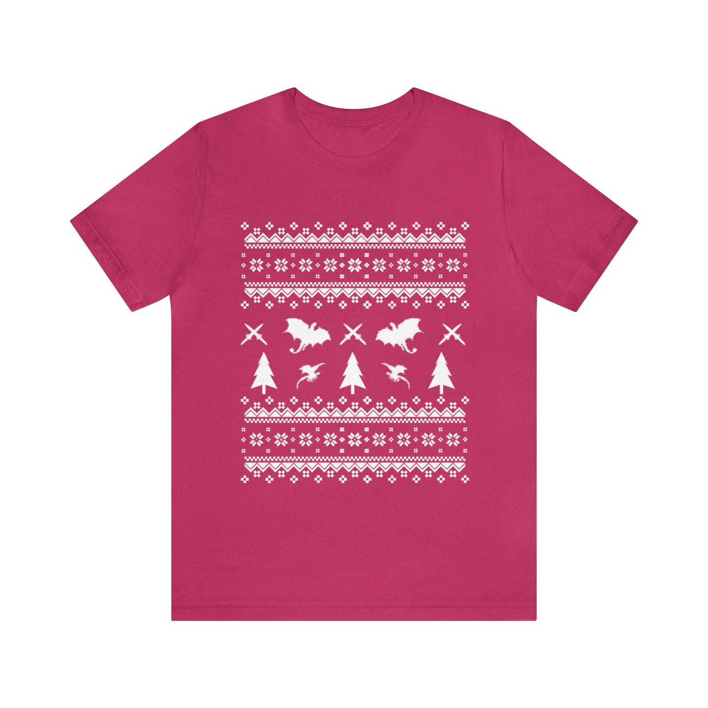 8-bit Fair Isle Dragon Christmas - Version 1 - Unisex T-shirt