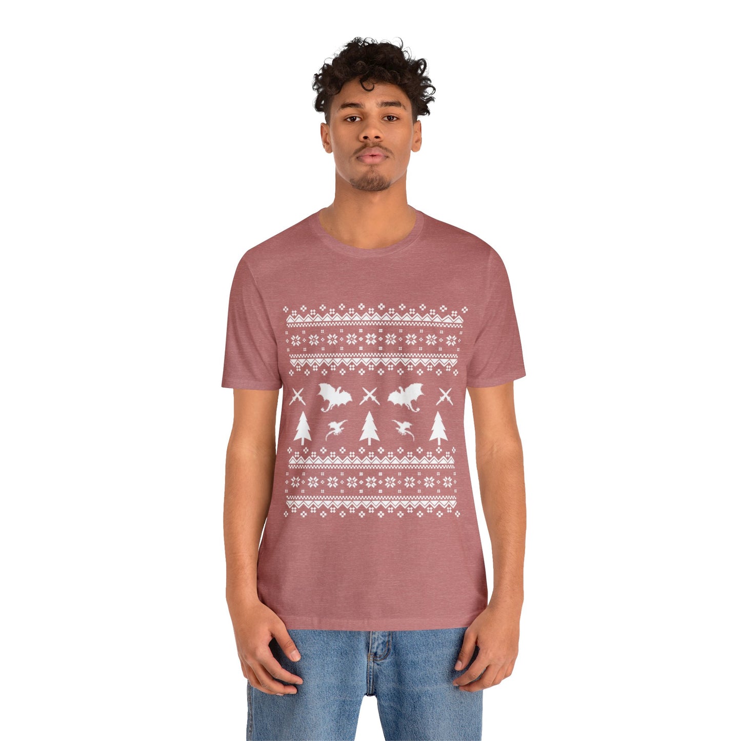 8-bit Fair Isle Dragon Christmas - Version 1 - Unisex T-shirt