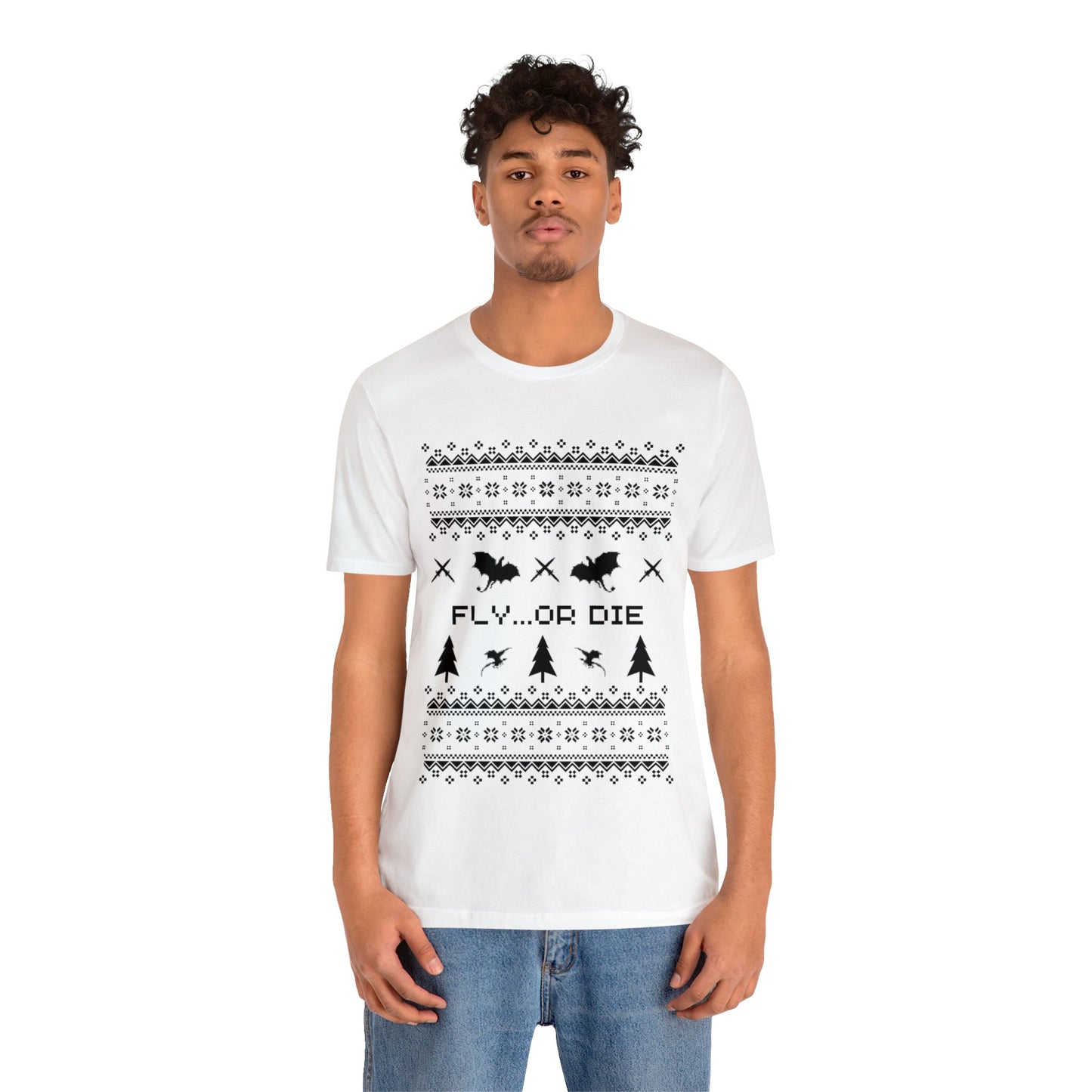 8-bit Fair Isle Dragon Christmas - Version 2 - Unisex T-shirt
