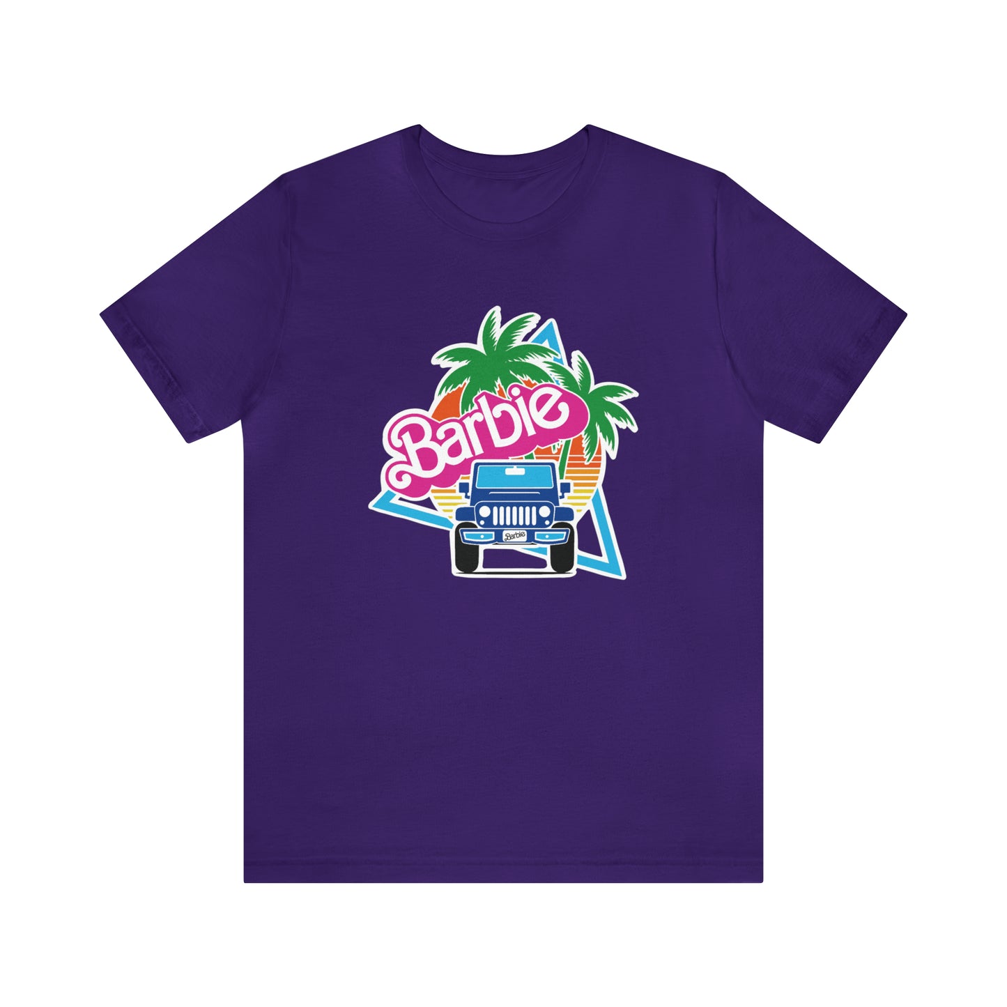 Two blue Barbie, Beep Beep Barbie Jeep, Unisex Jersey Short Sleeve Tee