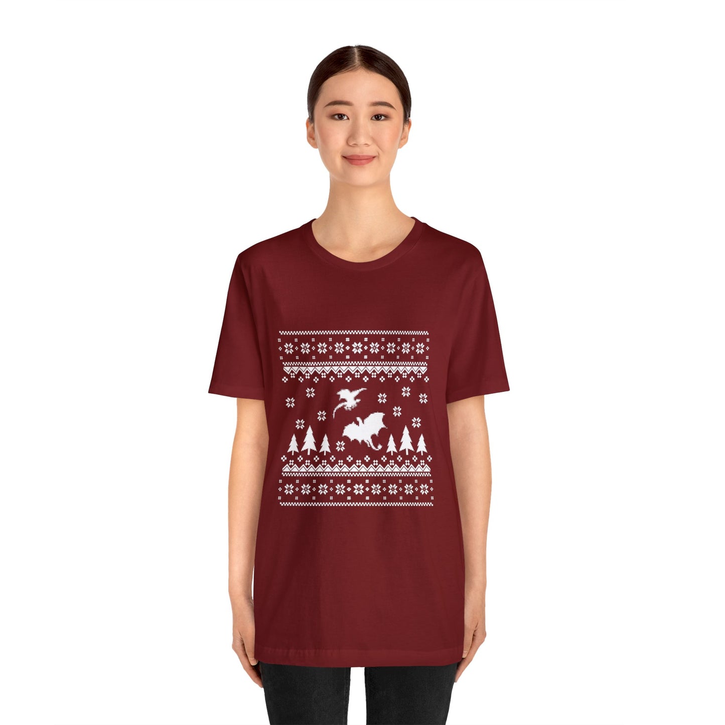 8-bit Fair Isle Dragon Christmas Version 5 - Unisex T-shirt