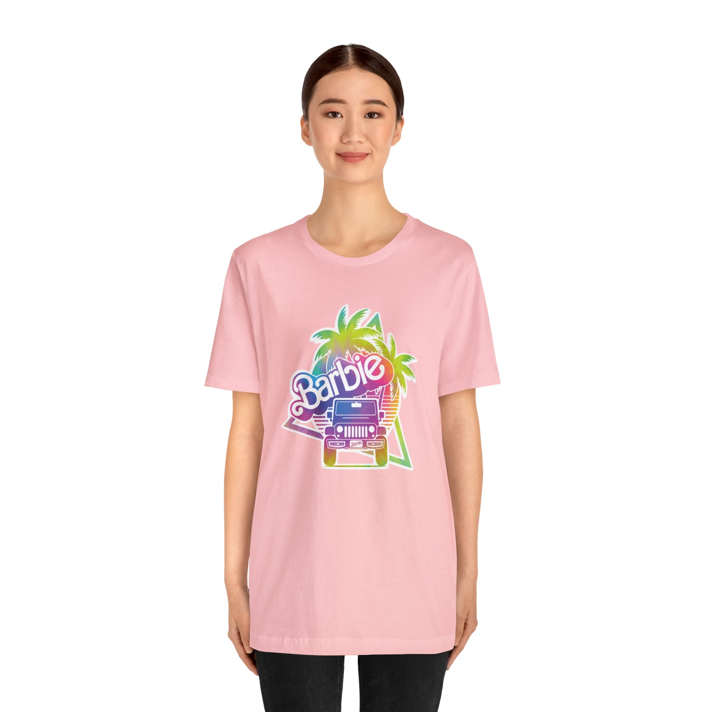 Tie dye 1, Beep Beep Barbie Jeep, Unisex Jersey Short Sleeve Tee
