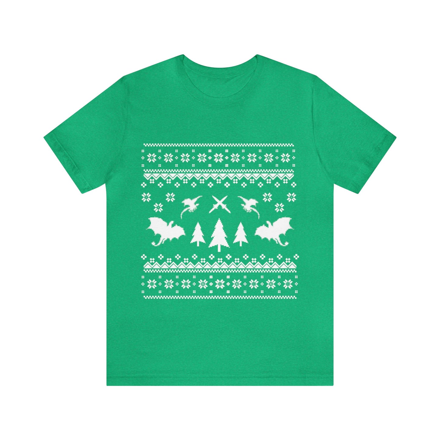 8-bit Fair Isle Dragon Christmas - Version 3 - Unisex T-shirt
