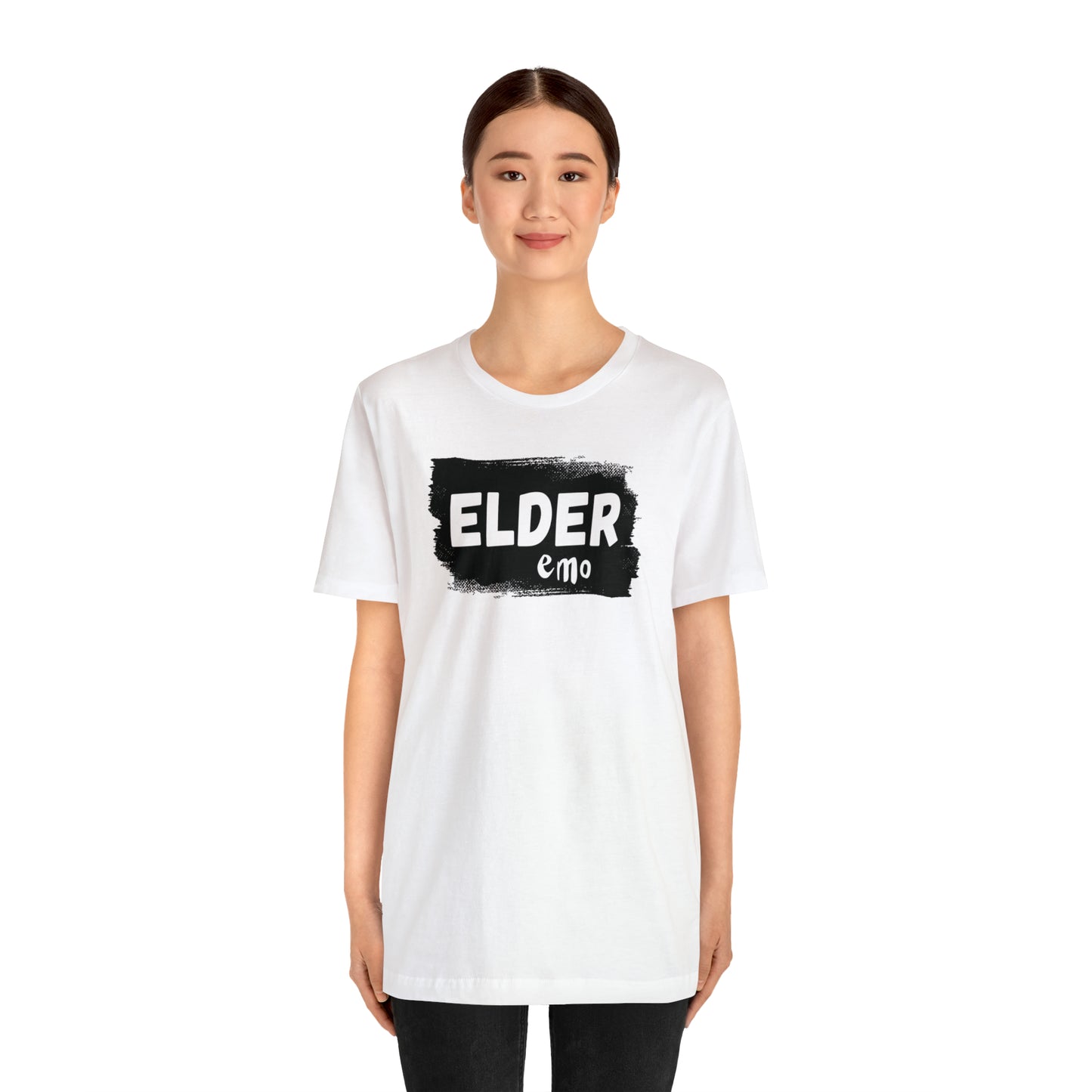 BLACK LETTER Elder Emo, Unisex Jersey Short Sleeve Tee