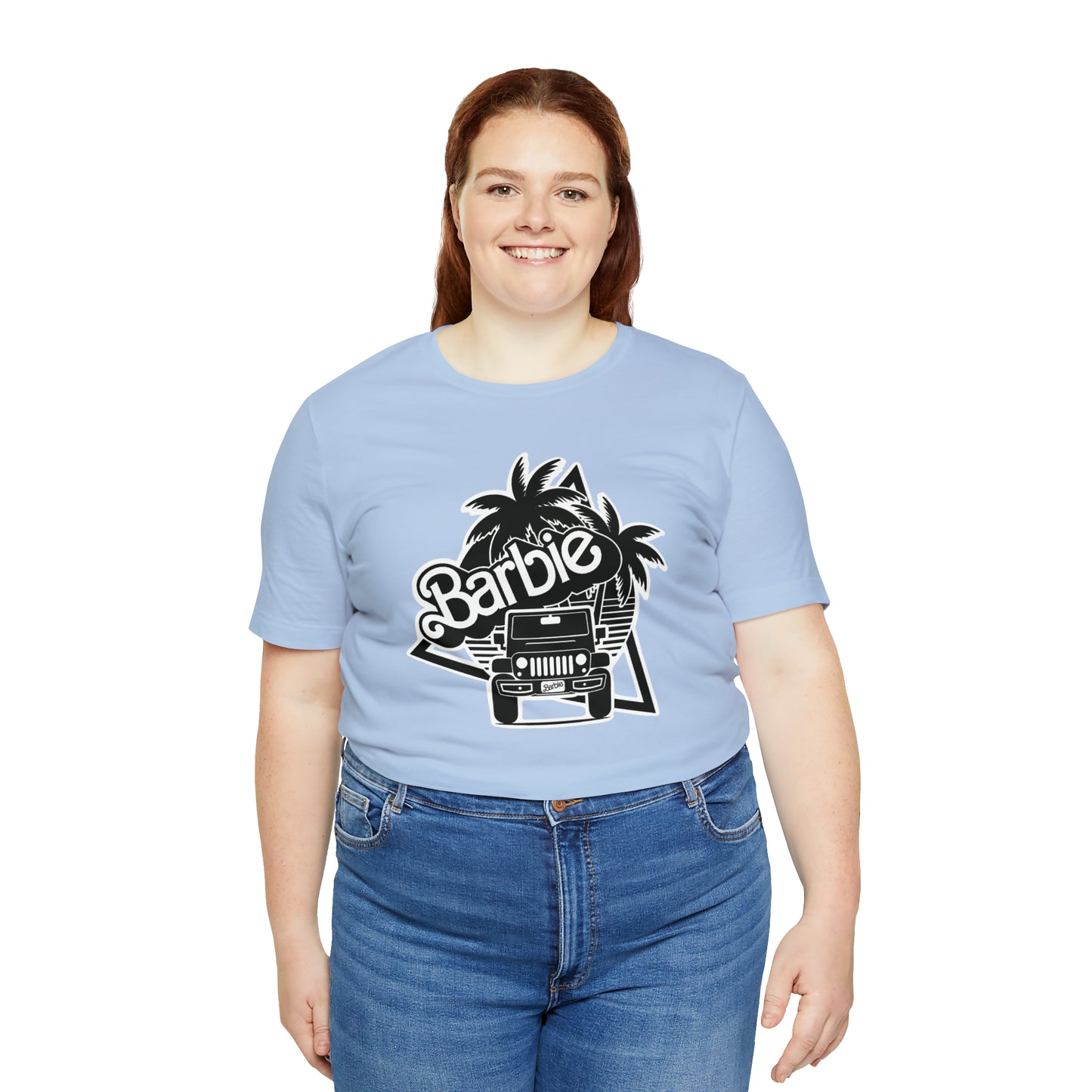 Black and White, Beep Beep Barbie Jeep, Unisex Jersey Short Sleeve Tee