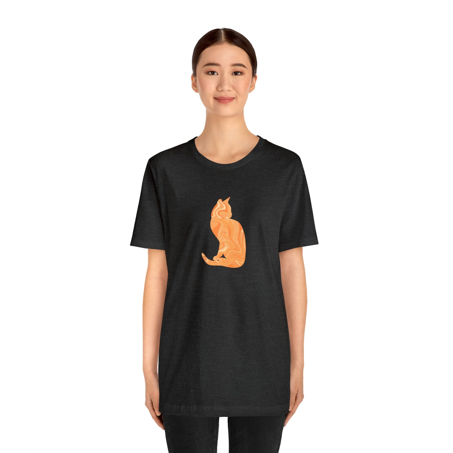 Orange Marble Cat, Unisex Jersey Short Sleeve Tee