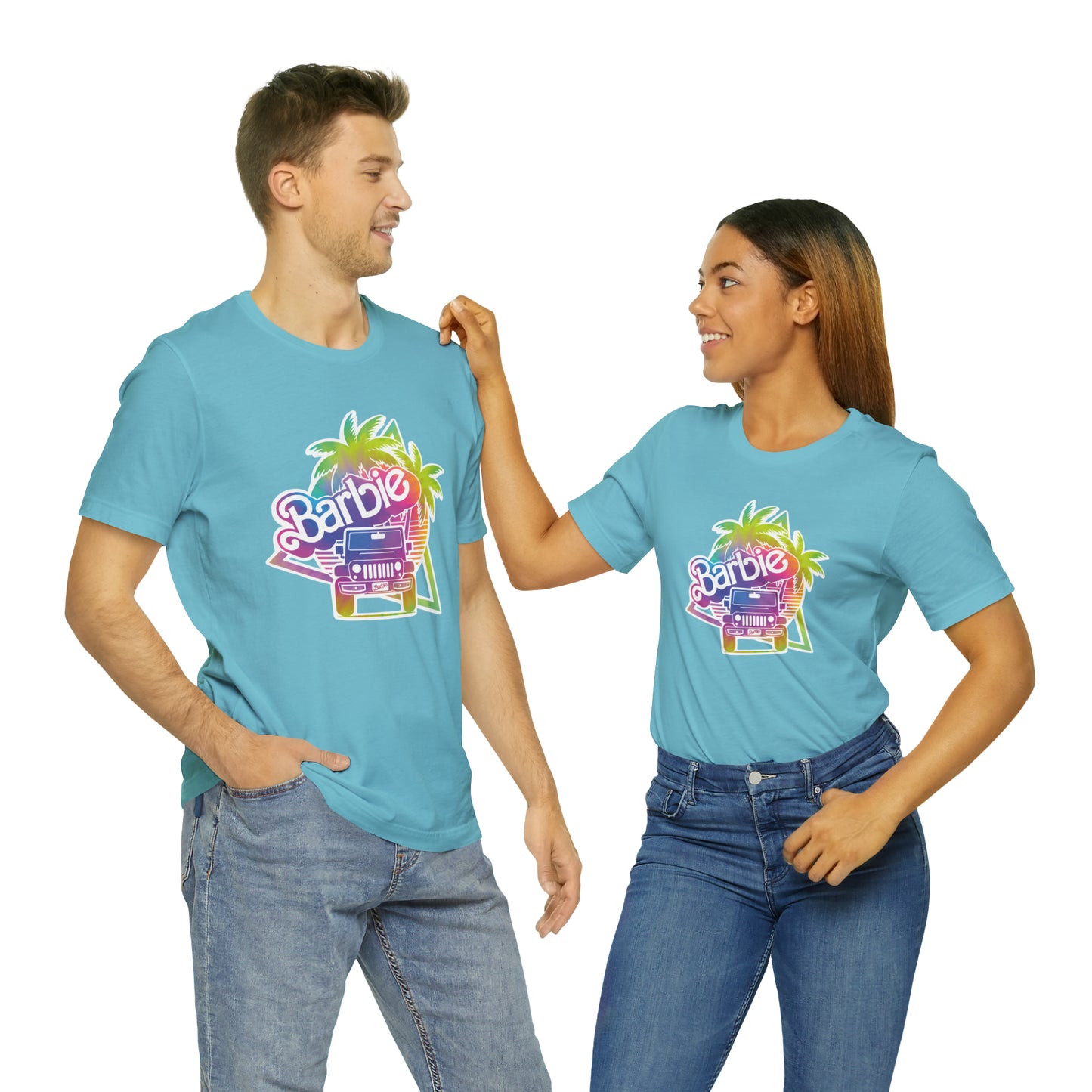 Tie dye 1, Beep Beep Barbie Jeep, Unisex Jersey Short Sleeve Tee