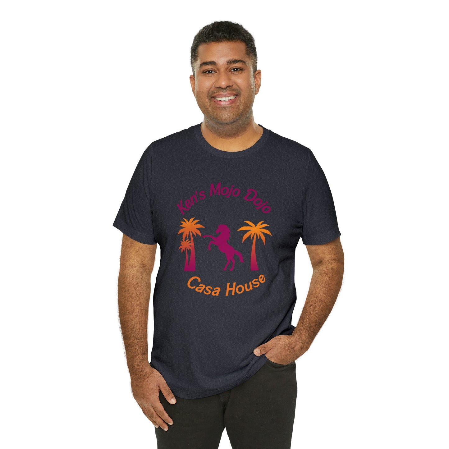 Warm Neon Palm Horse, Mojo Dojo Casa House, Unisex Jersey Short Sleeve Tee
