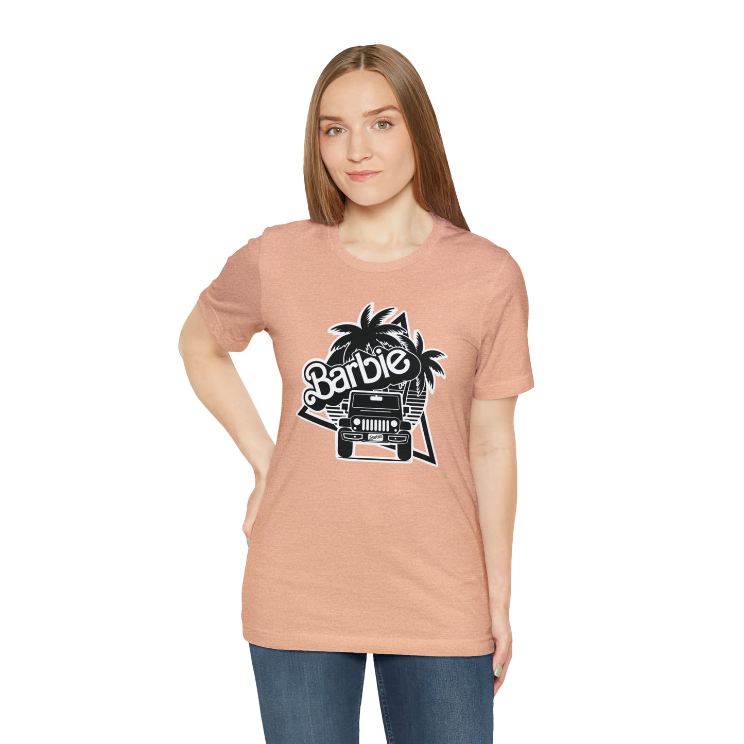 Black and White, Beep Beep Barbie Jeep, Unisex Jersey Short Sleeve Tee