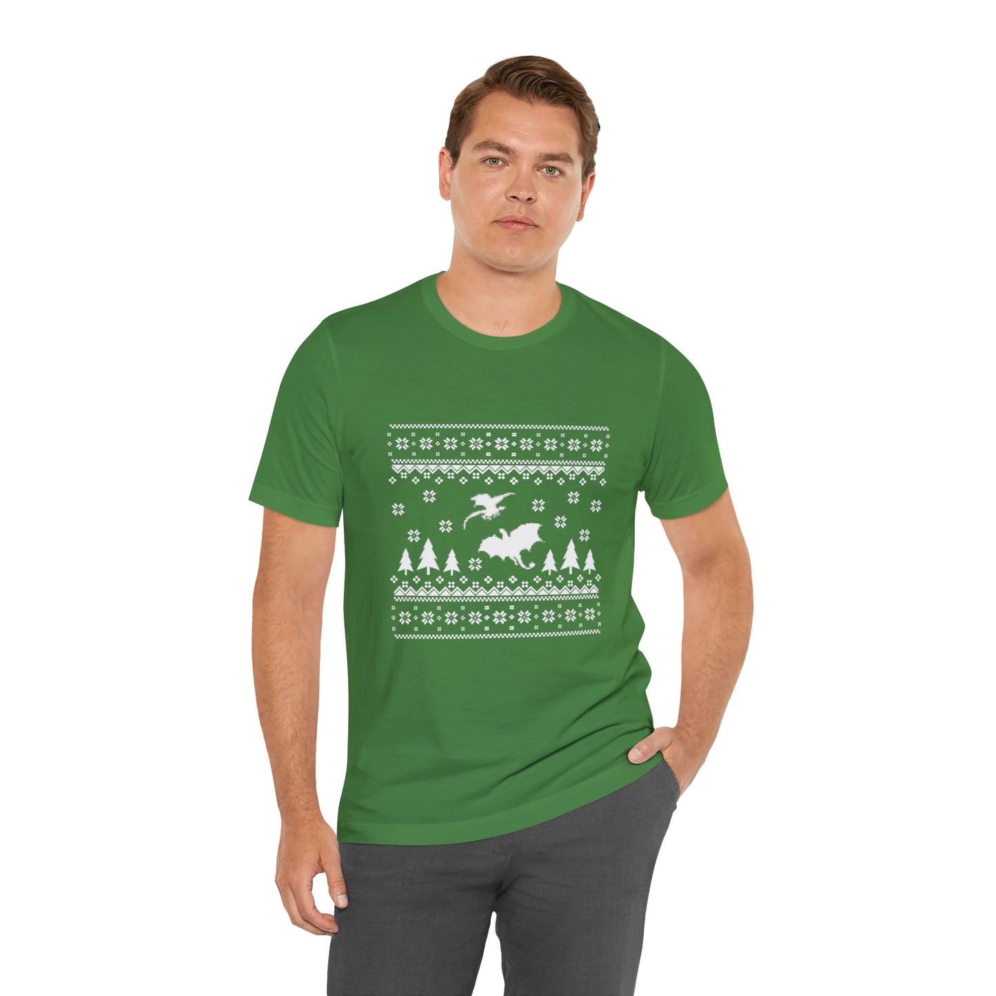 8-bit Fair Isle Dragon Christmas Version 5 - Unisex T-shirt
