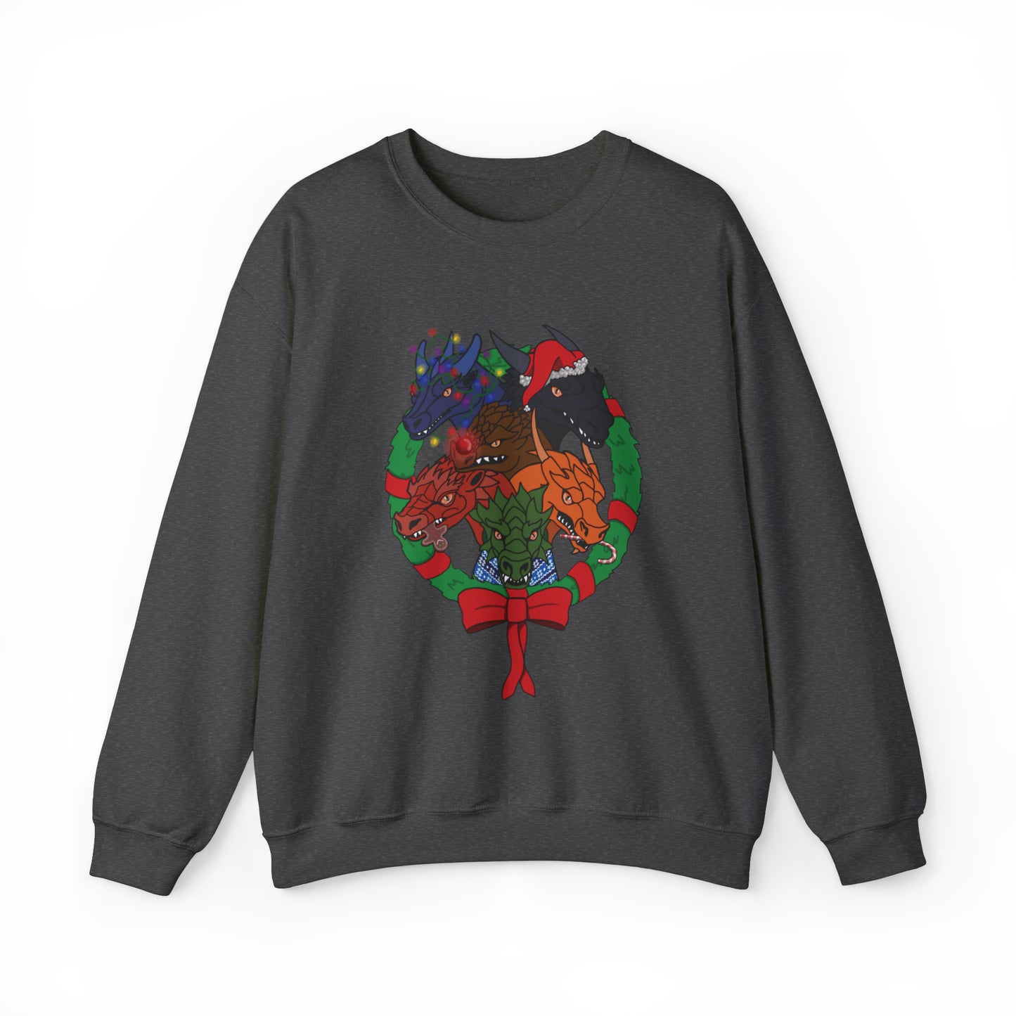 Dragon Christmas with no snow and wreath- Unisex Sweatshirt