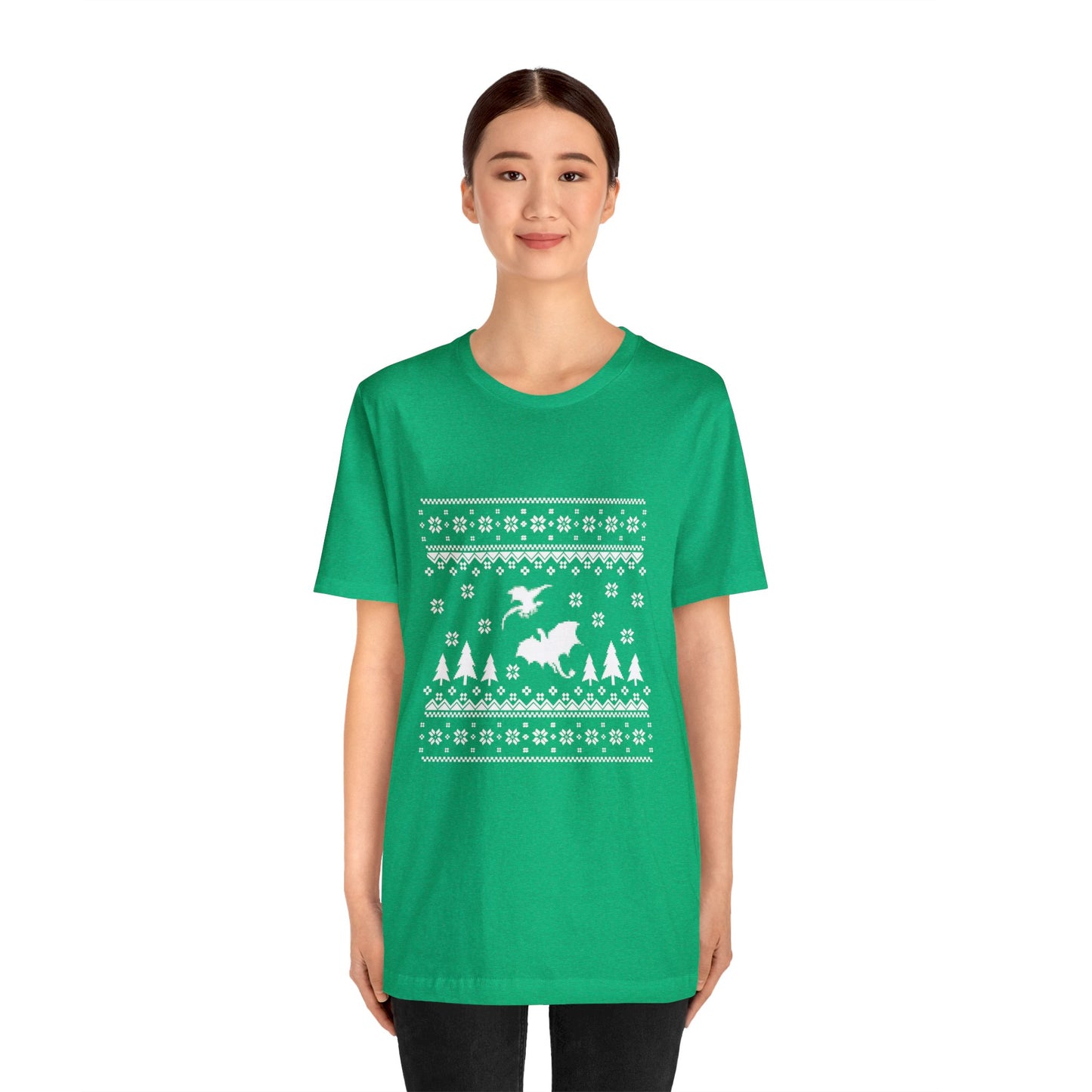 8-bit Fair Isle Dragon Christmas Version 5 - Unisex T-shirt