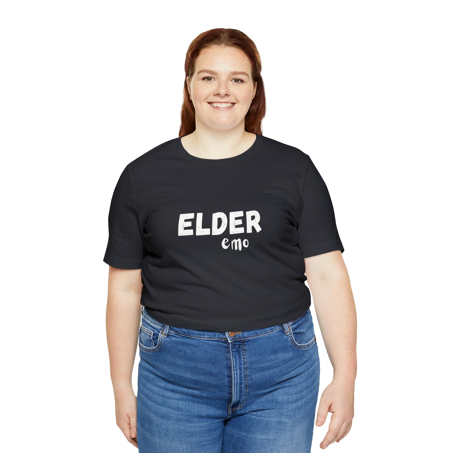 No paint WHITE LETTER Elder Emo, Unisex Jersey Short Sleeve Tee