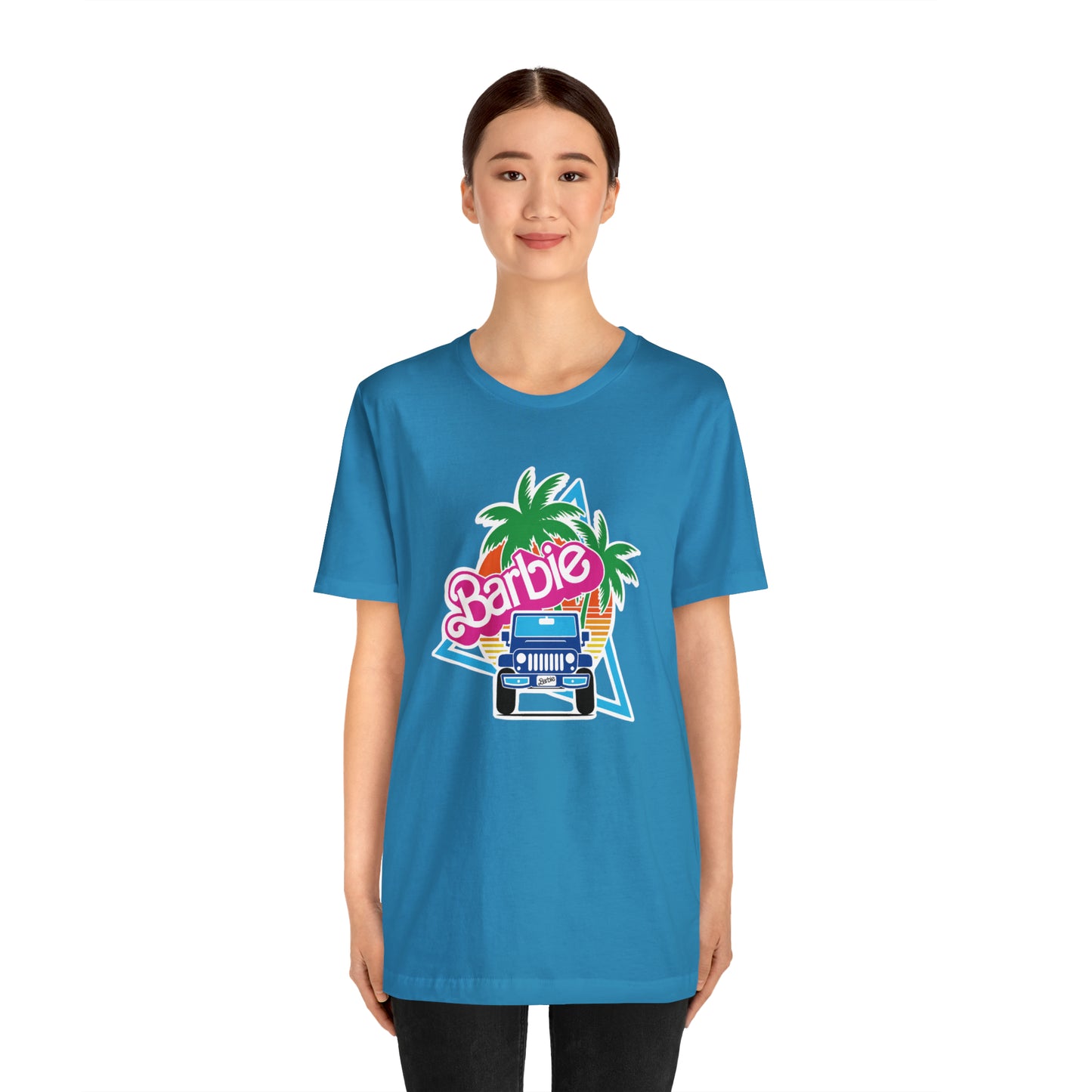 Blue jeep, Beep Beep Barbie Jeep, Unisex Jersey Short Sleeve Tee