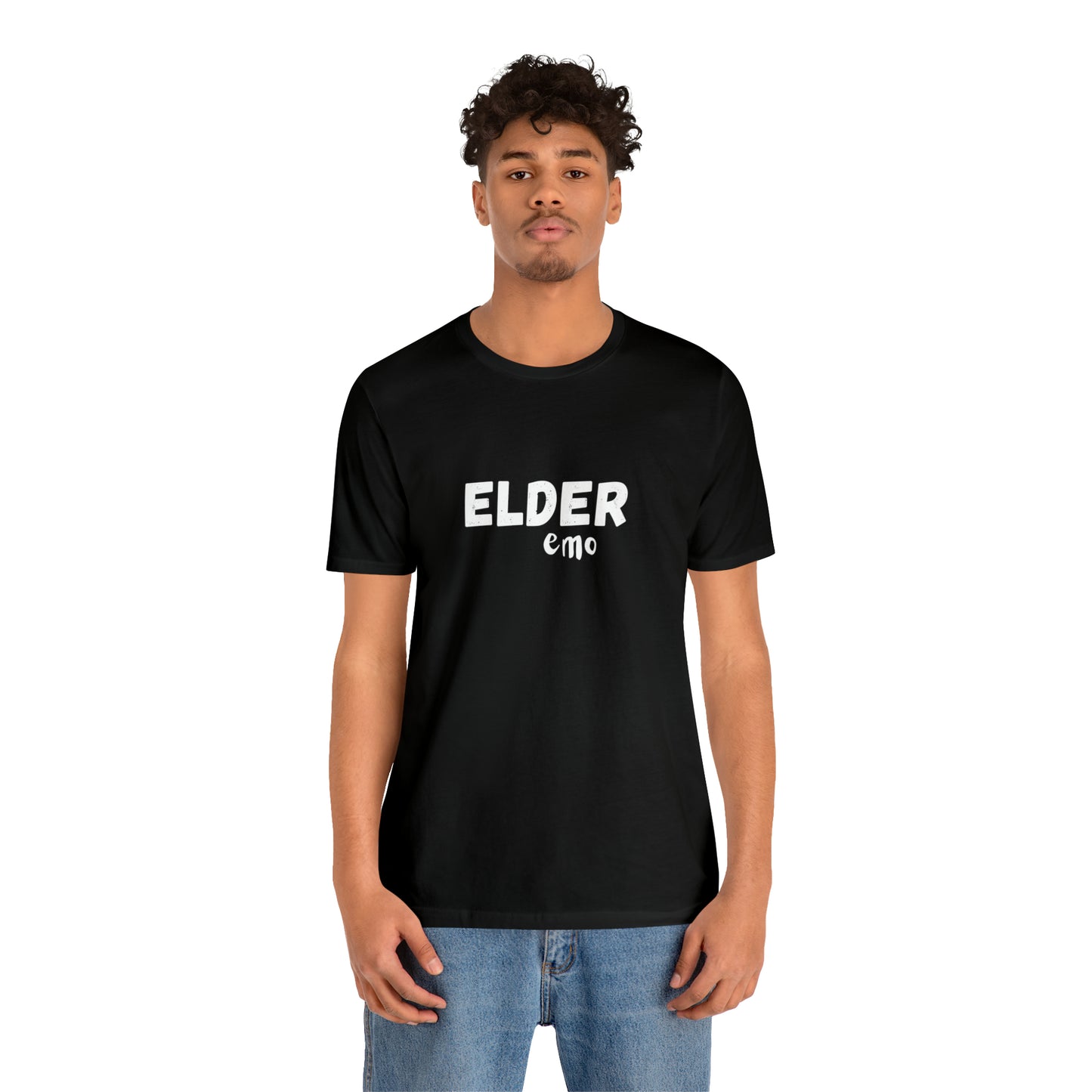 No paint WHITE LETTER Elder Emo, Unisex Jersey Short Sleeve Tee