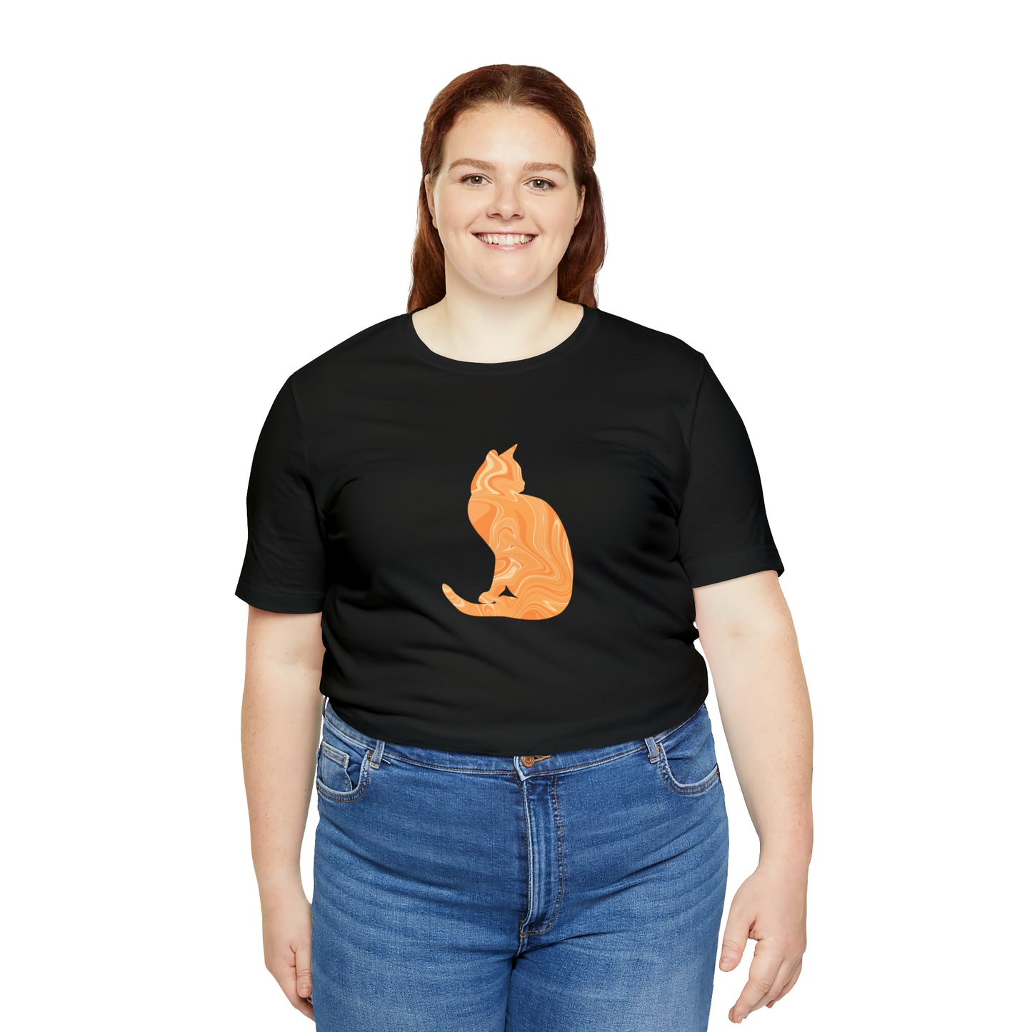Orange Marble Cat, Unisex Jersey Short Sleeve Tee