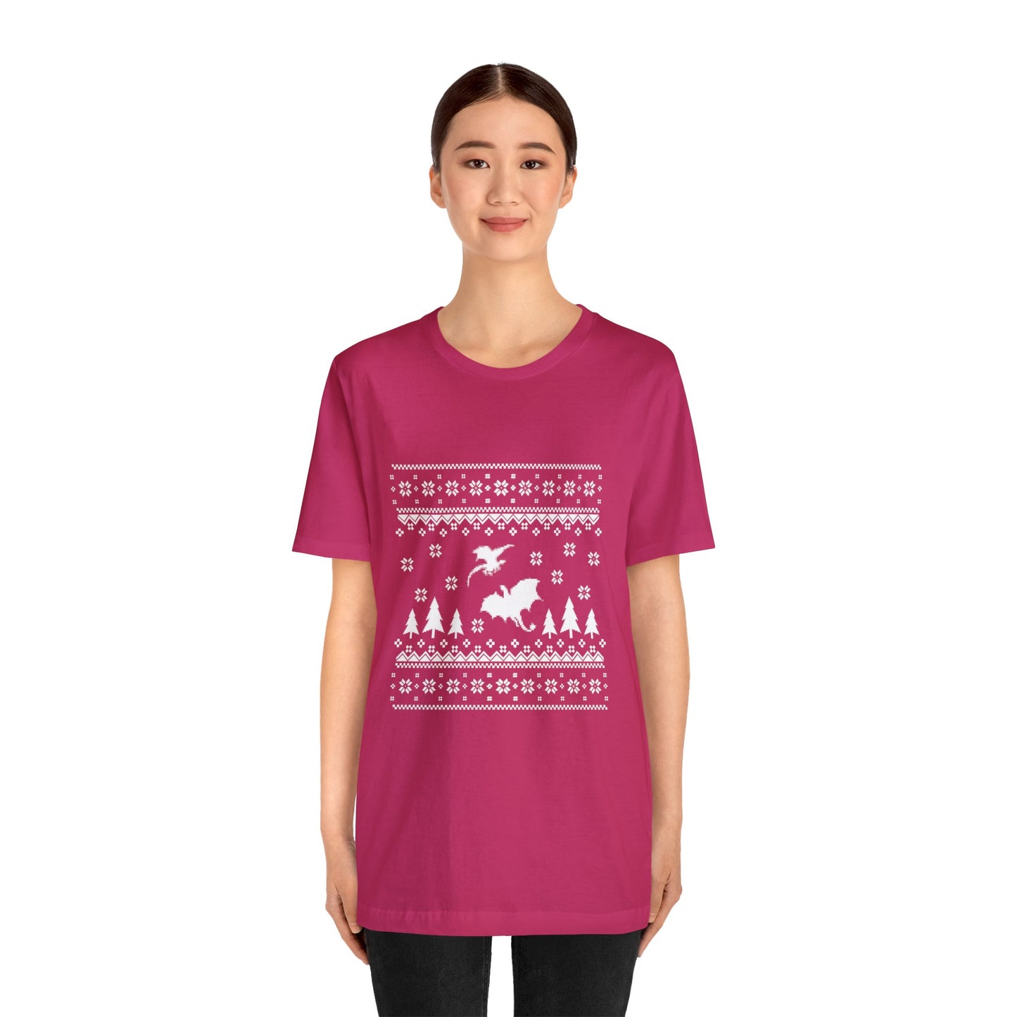 8-bit Fair Isle Dragon Christmas Version 5 - Unisex T-shirt