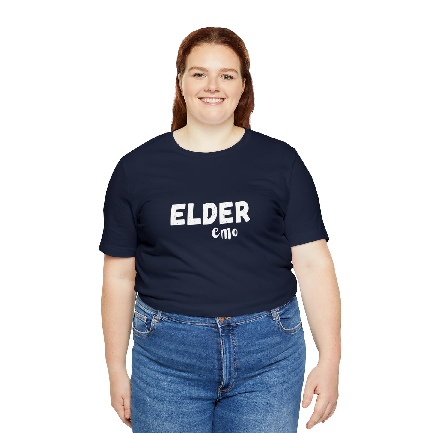 No paint WHITE LETTER Elder Emo, Unisex Jersey Short Sleeve Tee