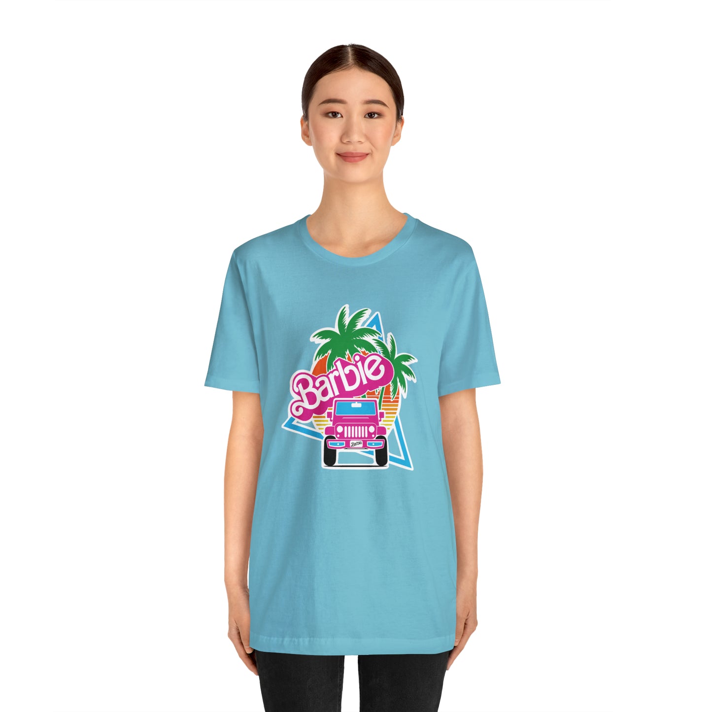Signature Pink Barbie, Beep Beep Barbie Jeep, Unisex Jersey Short Sleeve Tee