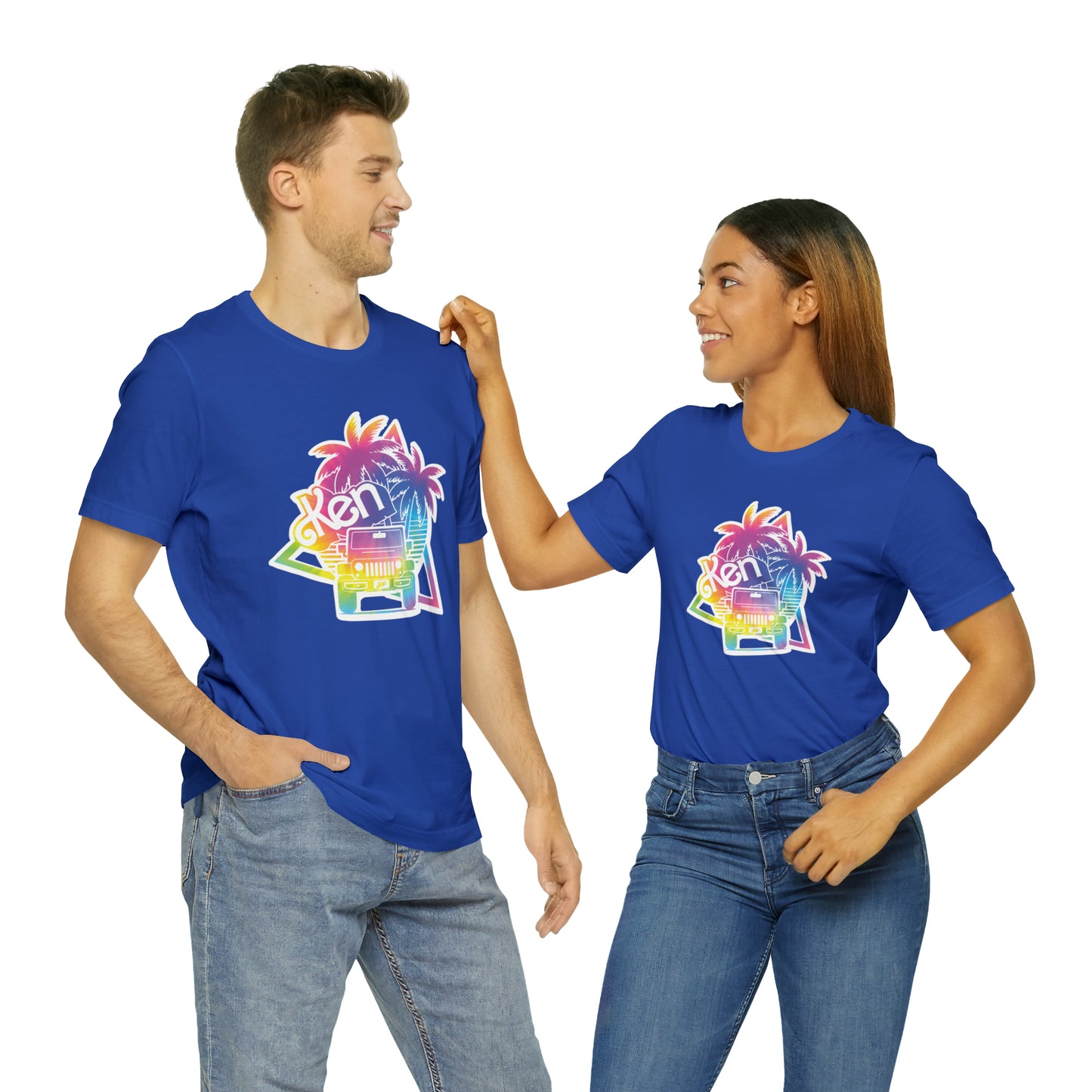 White sticker tie dye, Beep Beep KEN Jeep, Unisex Jersey Short Sleeve Tee
