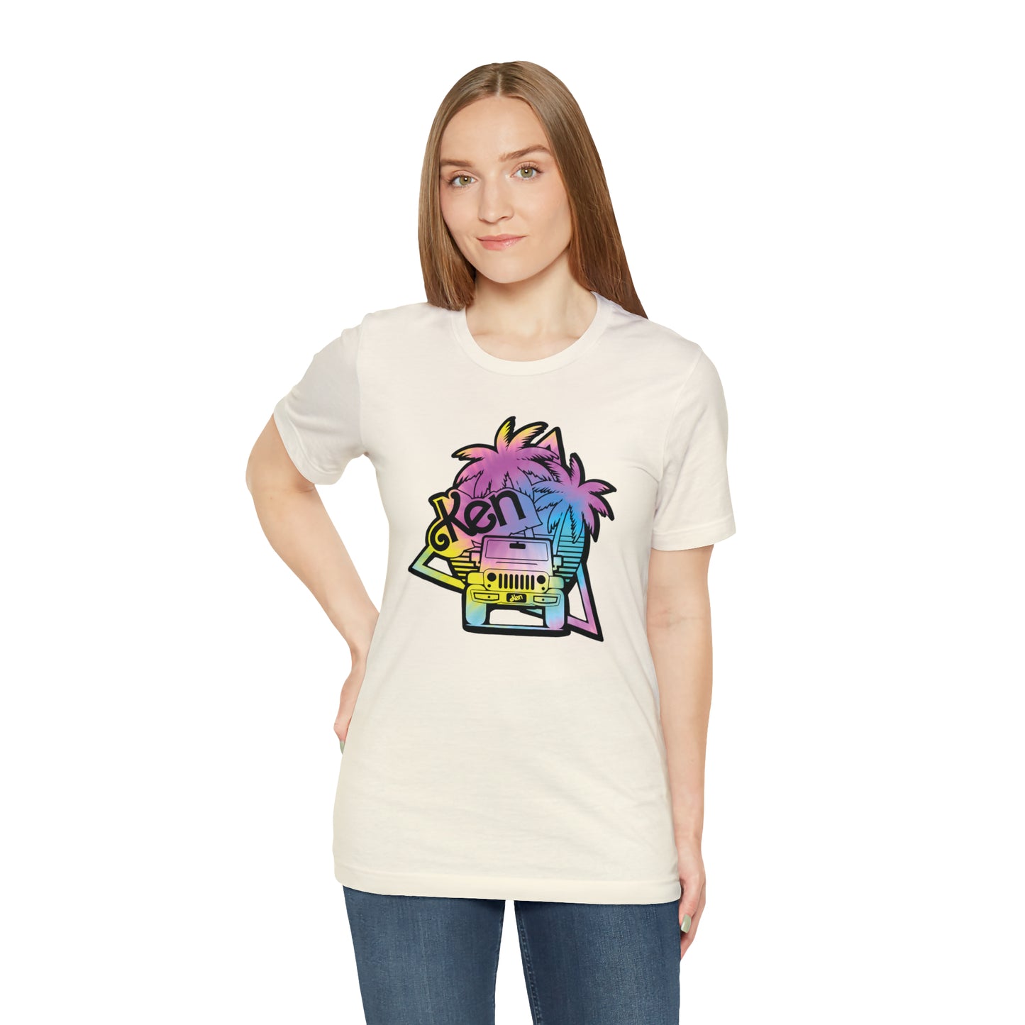 black outline tie dye, Beep Beep KEN Jeep, Unisex Jersey Short Sleeve Tee