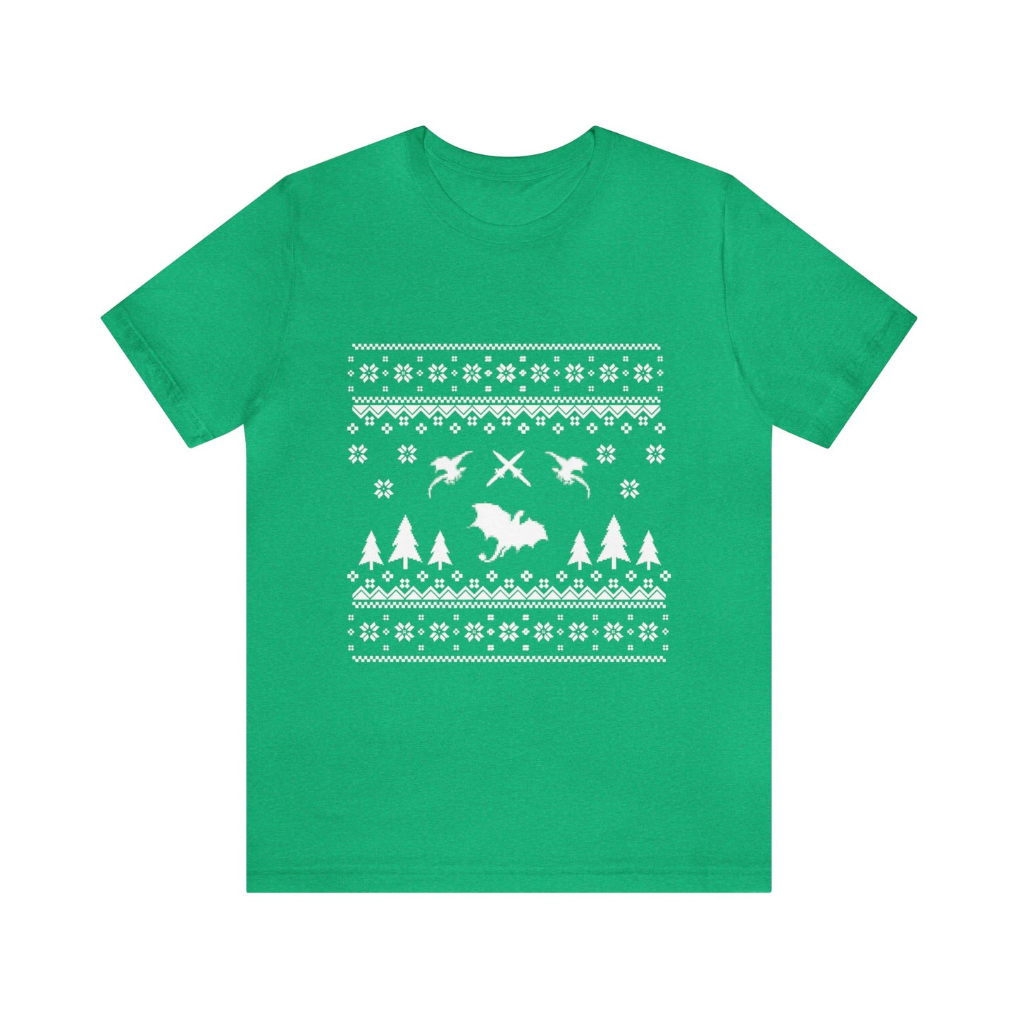 8-bit Fair Isle Dragon Christmas - Version 4 - Unisex T-shirt