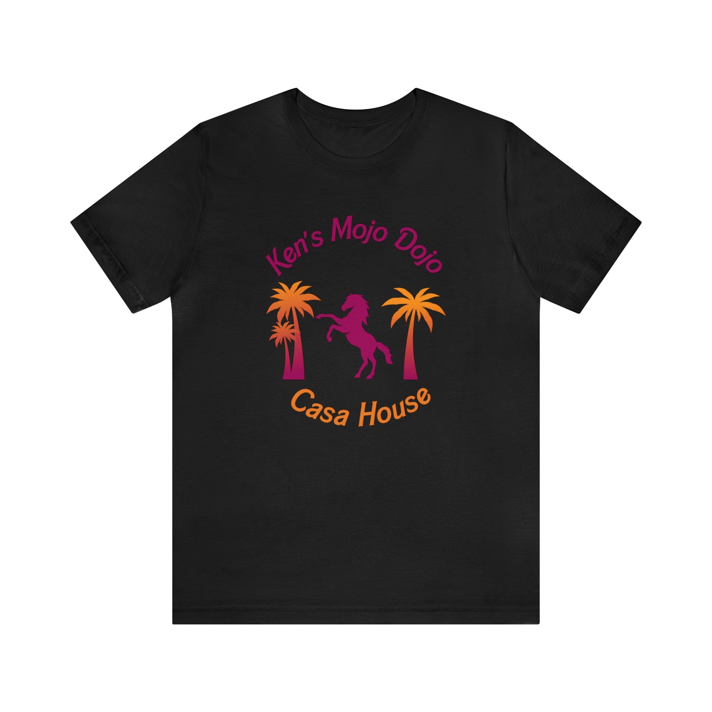 Warm Neon Palm Horse, Mojo Dojo Casa House, Unisex Jersey Short Sleeve Tee