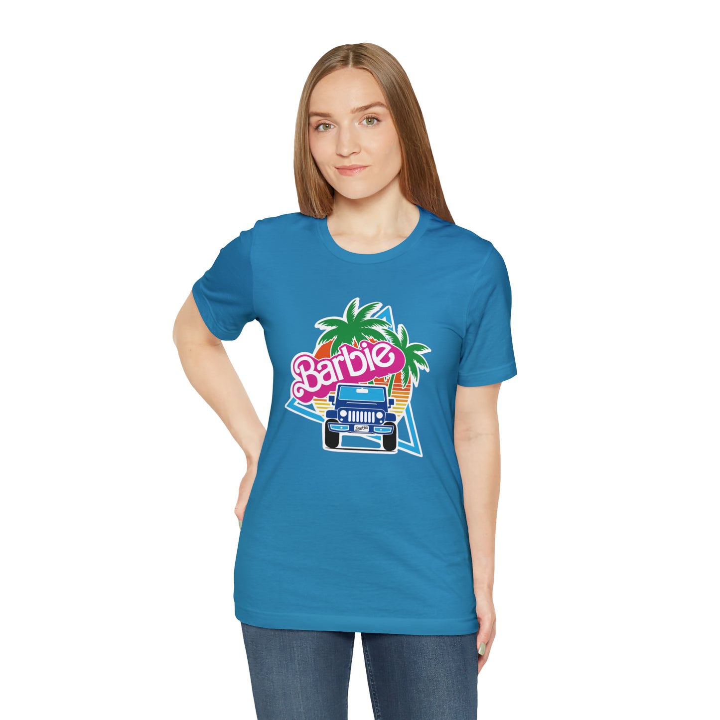 Blue jeep, Beep Beep Barbie Jeep, Unisex Jersey Short Sleeve Tee
