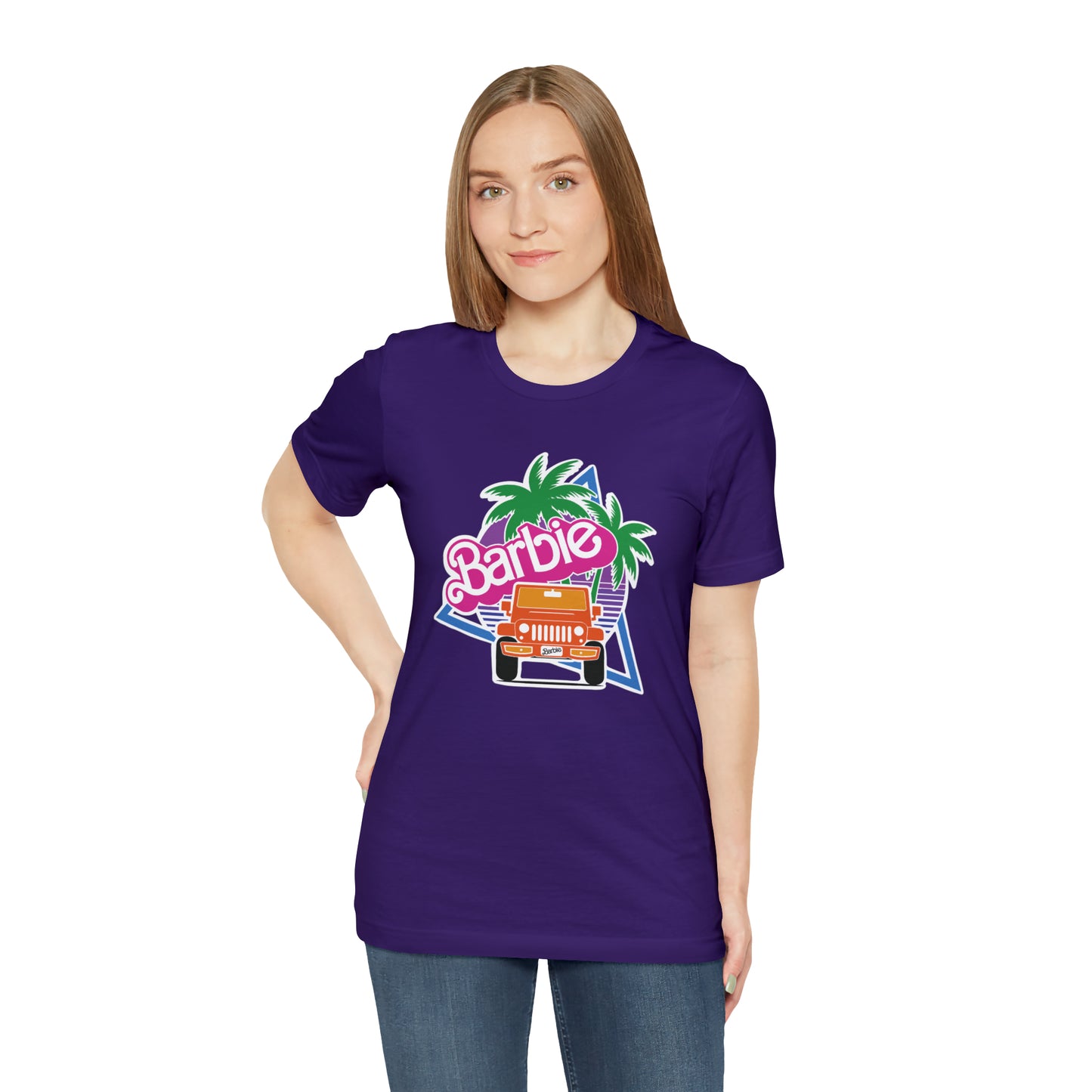 Orange, Beep Beep Barbie Jeep, Unisex Jersey Short Sleeve Tee