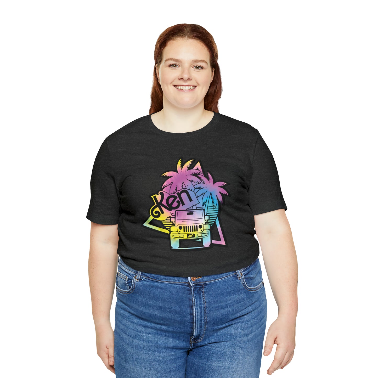 black outline tie dye, Beep Beep KEN Jeep, Unisex Jersey Short Sleeve Tee