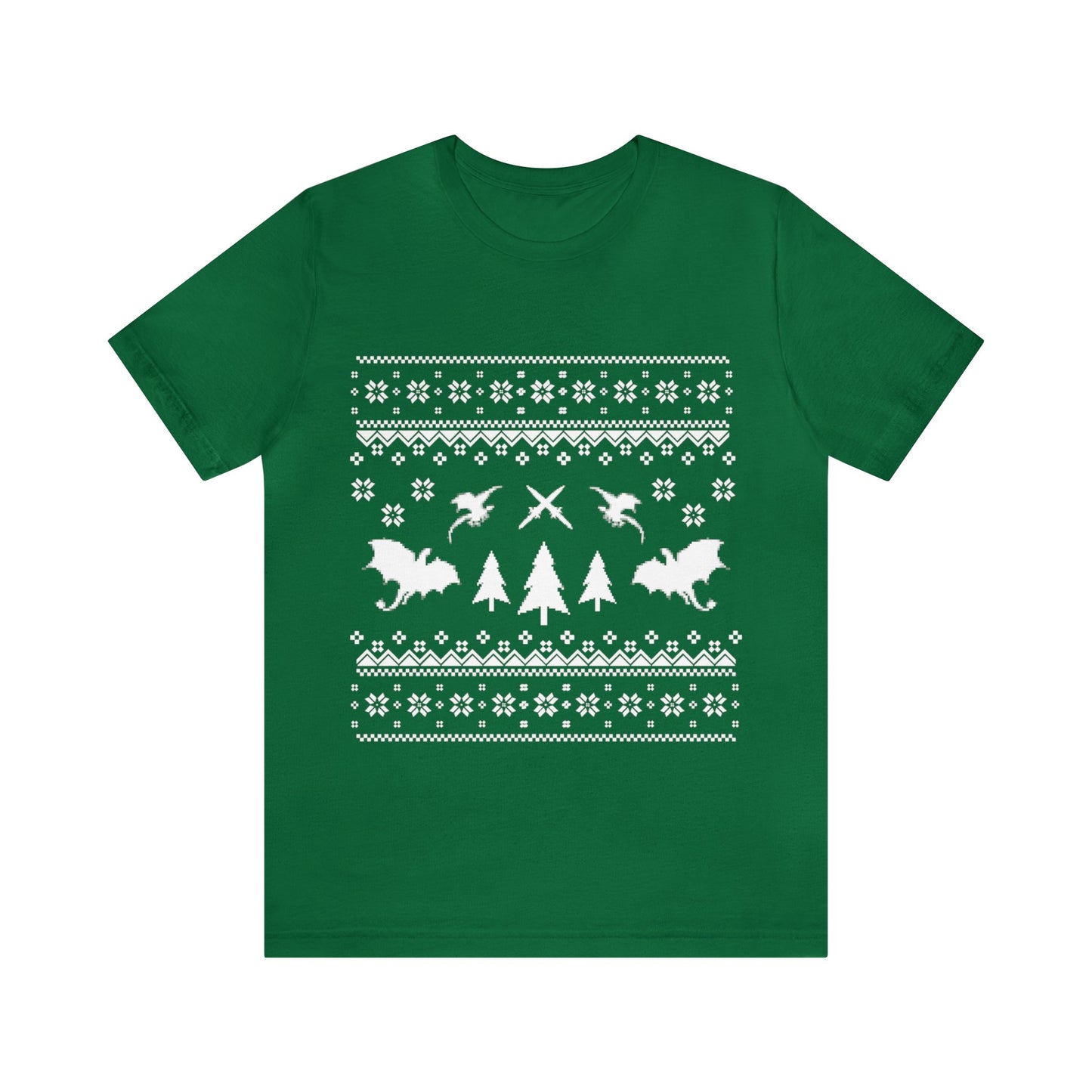 8-bit Fair Isle Dragon Christmas - Version 3 - Unisex T-shirt