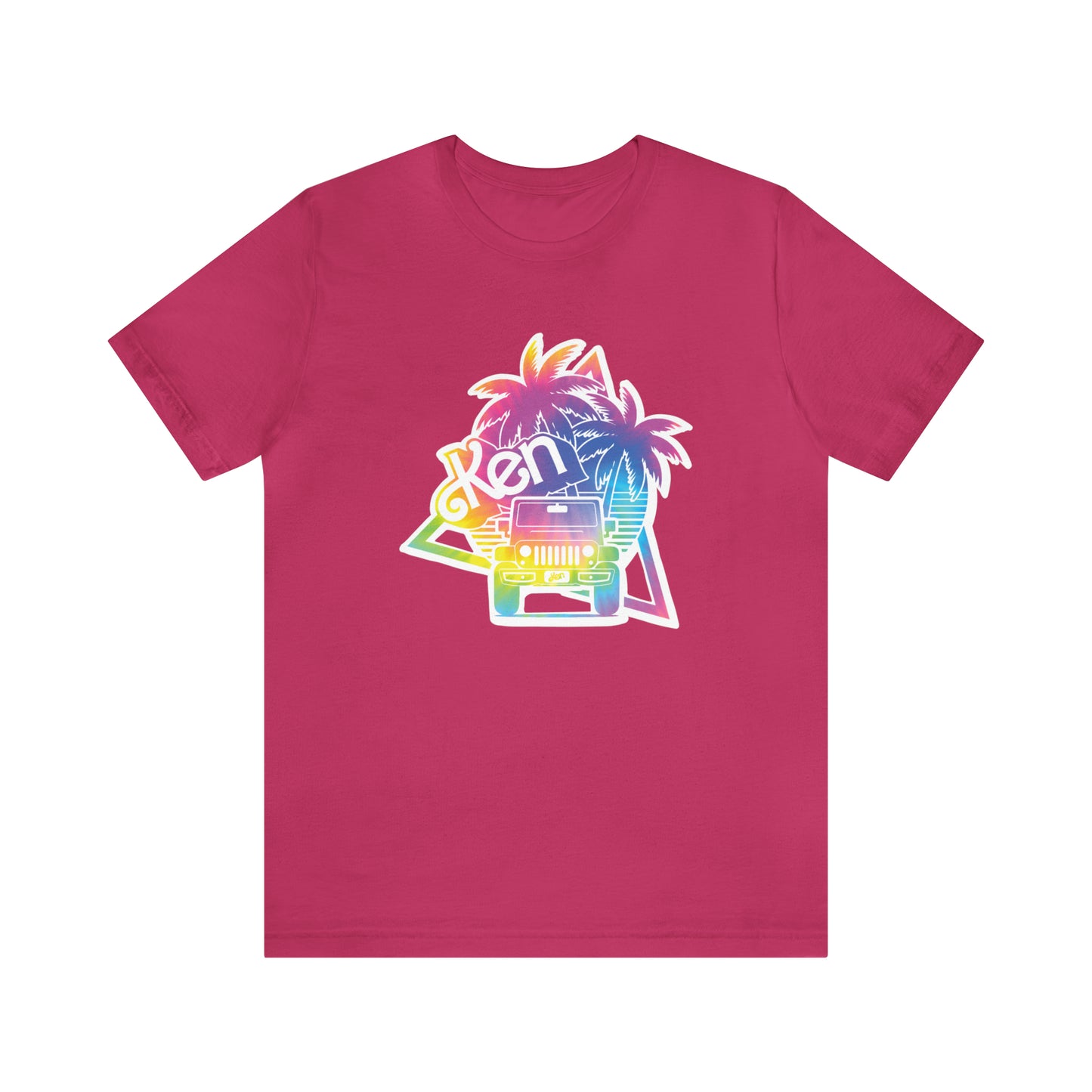 White sticker tie dye, Beep Beep KEN Jeep, Unisex Jersey Short Sleeve Tee