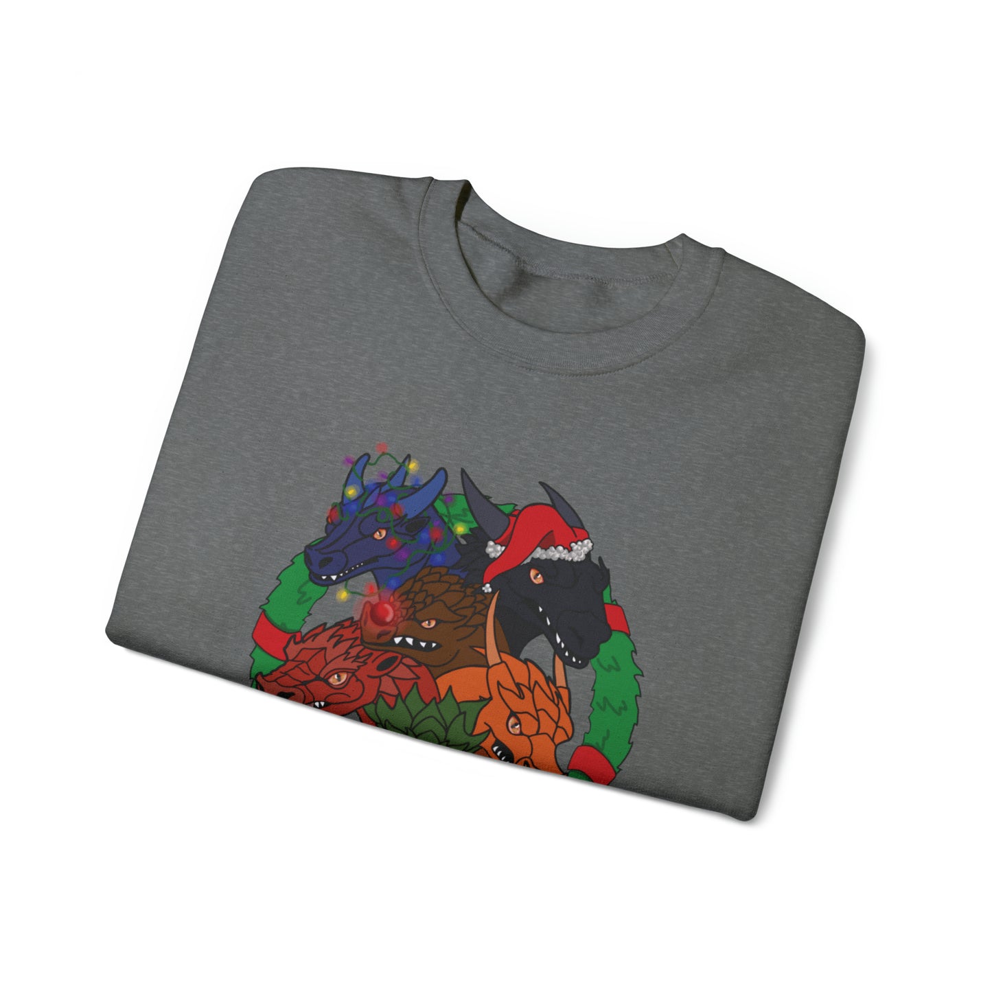 Dragon Christmas with no snow and wreath- Unisex Sweatshirt