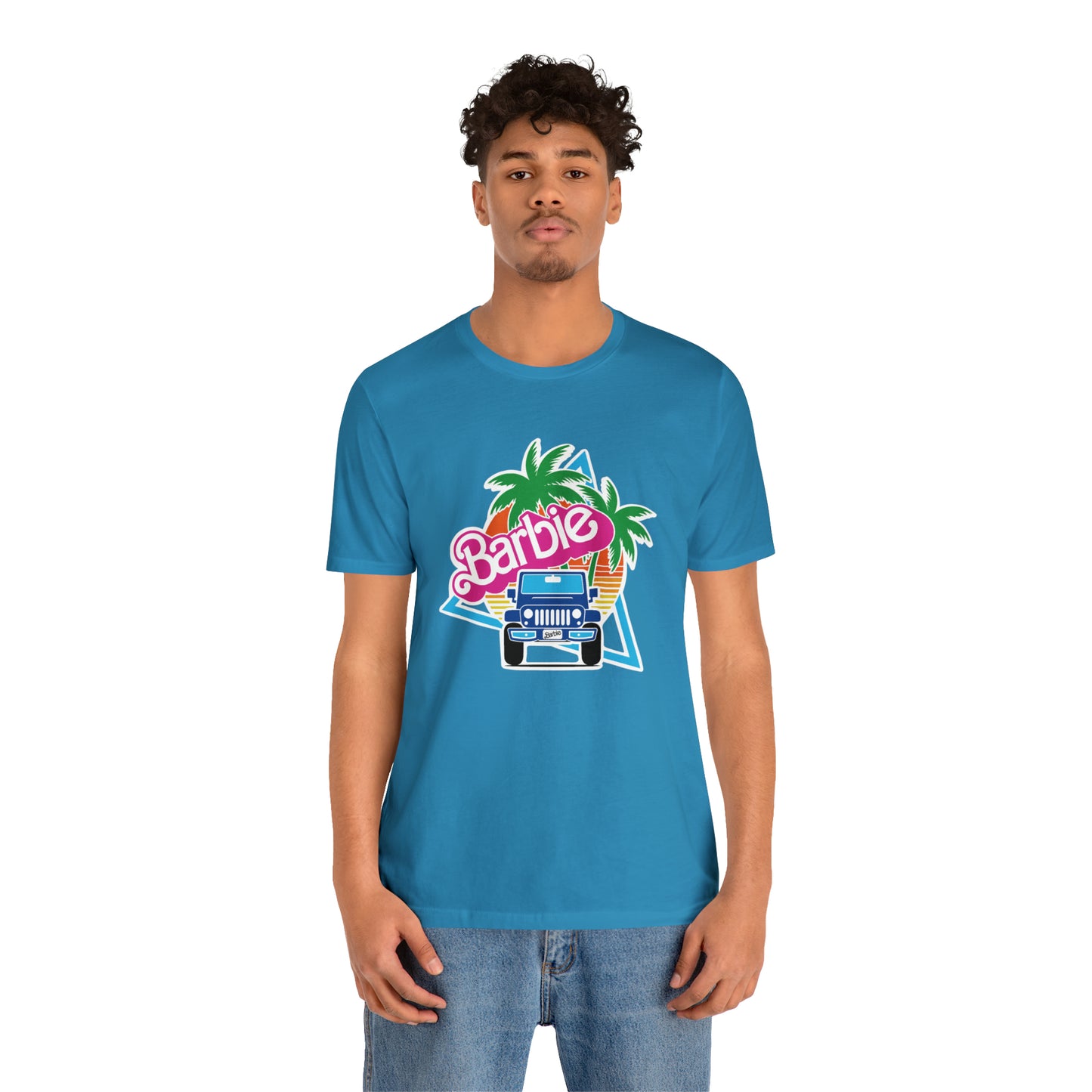 Blue jeep, Beep Beep Barbie Jeep, Unisex Jersey Short Sleeve Tee