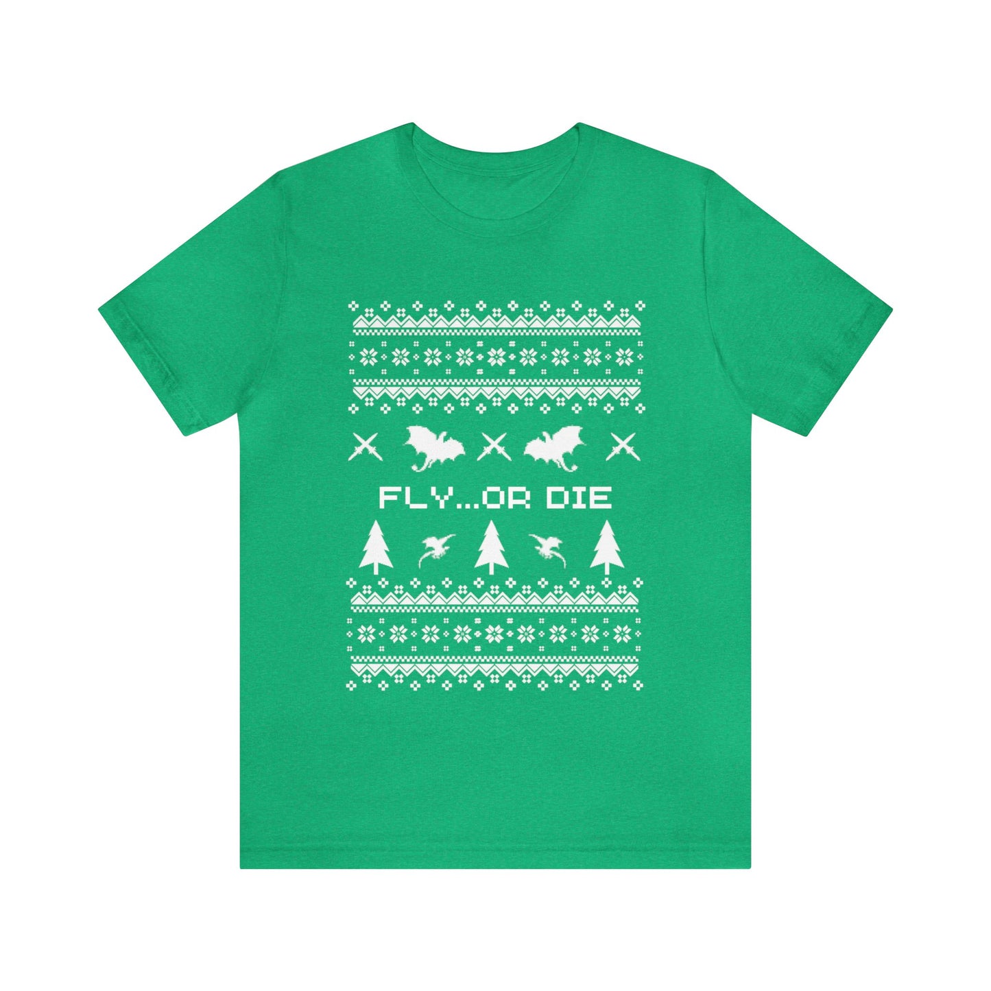 8-bit Fair Isle Dragon Christmas - Version 2 - Unisex T-shirt