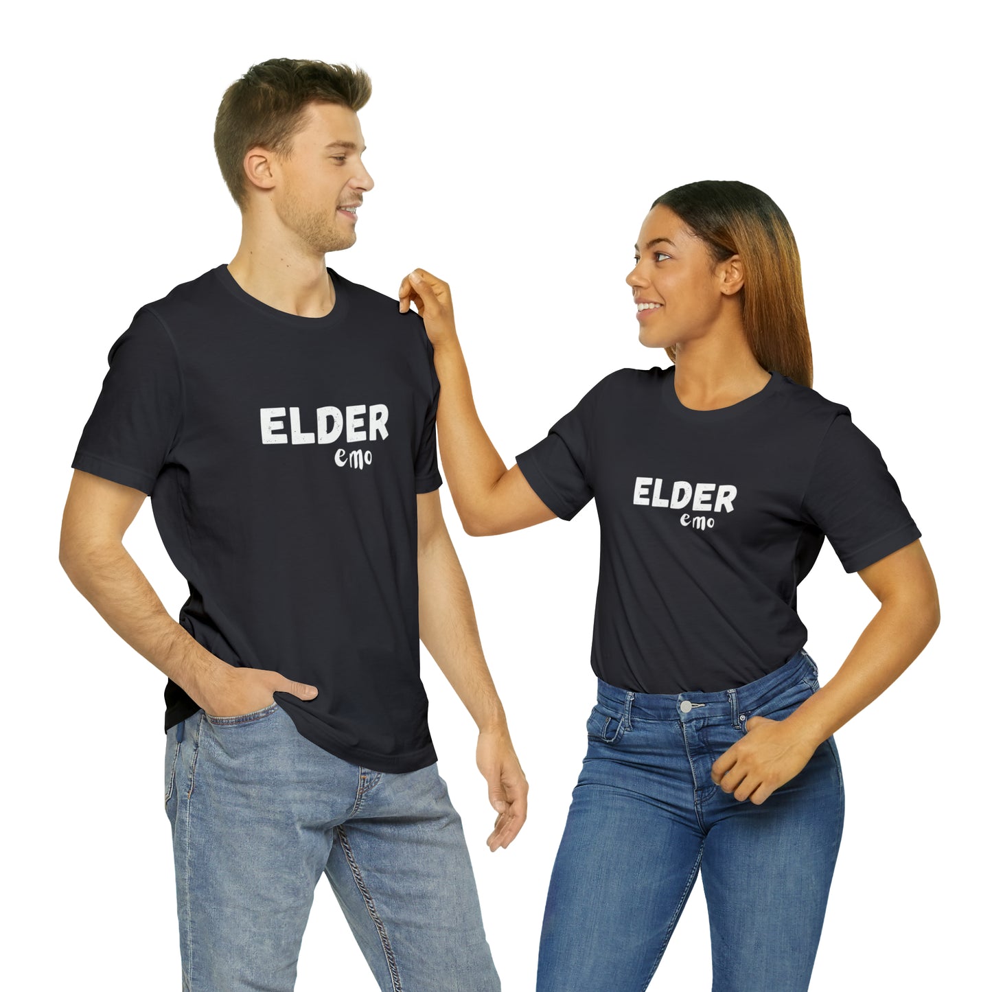 No paint WHITE LETTER Elder Emo, Unisex Jersey Short Sleeve Tee