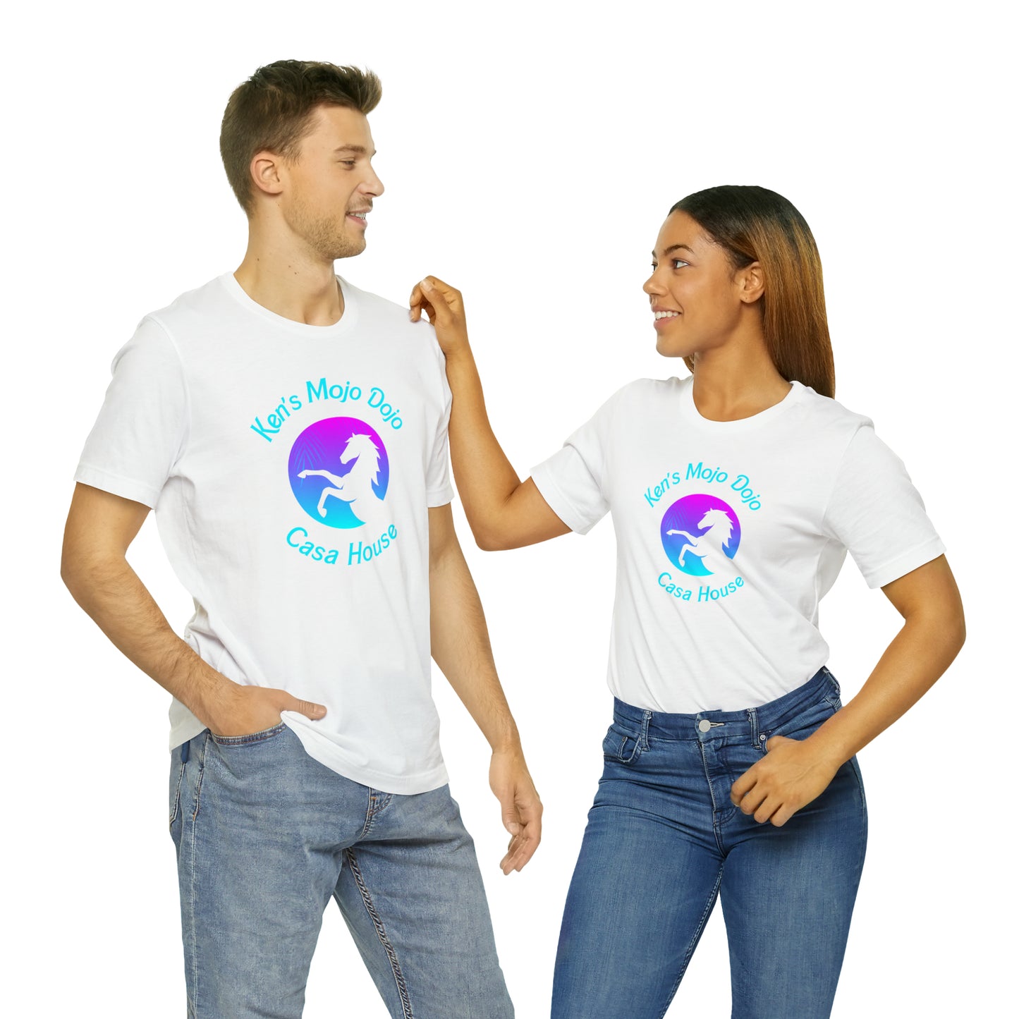 Neon Teal Moon: Mojo Dojo Casa House, Unisex Jersey Short Sleeve Tee