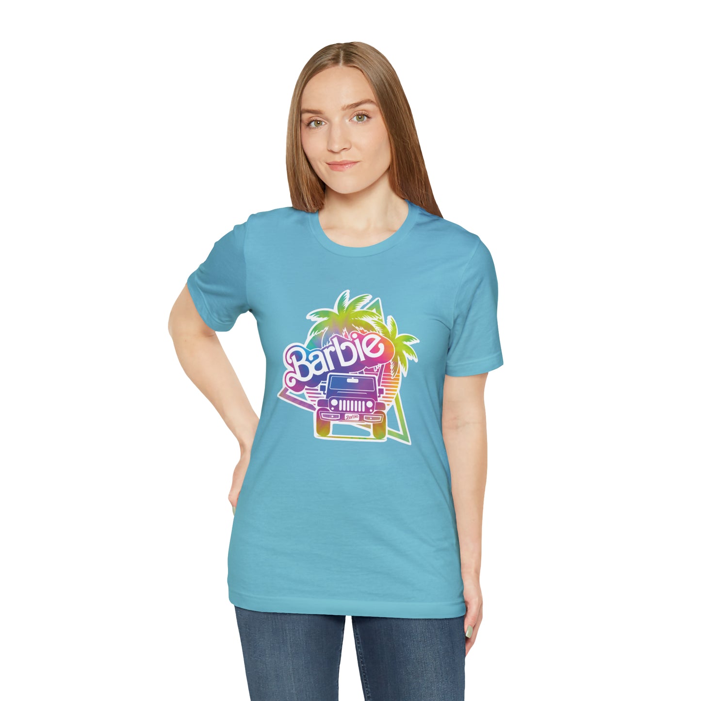 Tie dye 1, Beep Beep Barbie Jeep, Unisex Jersey Short Sleeve Tee
