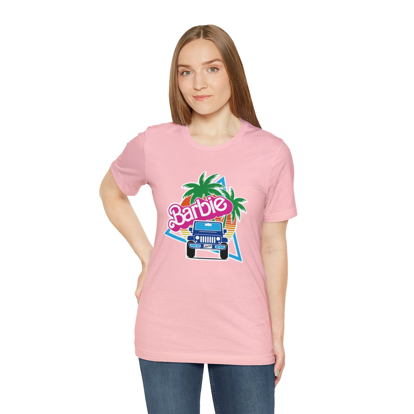 Blue jeep, Beep Beep Barbie Jeep, Unisex Jersey Short Sleeve Tee