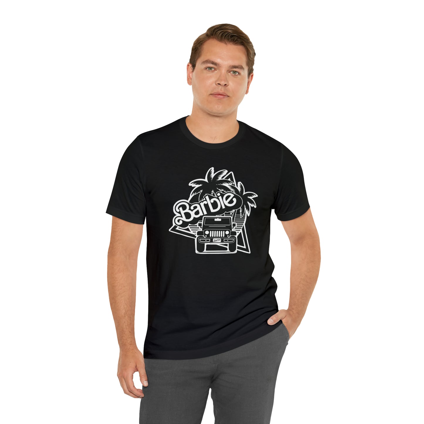 Black and White, Beep Beep Barbie Jeep, Unisex Jersey Short Sleeve Tee