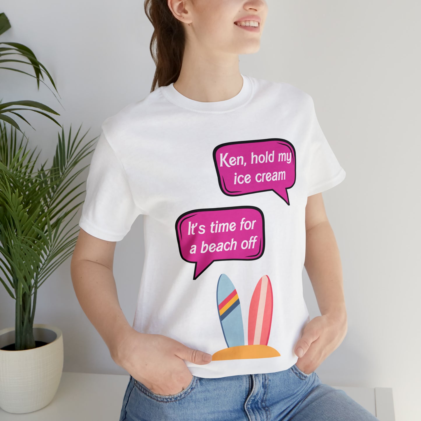 Blank back Beach off, Unisex Jersey Short Sleeve Tee